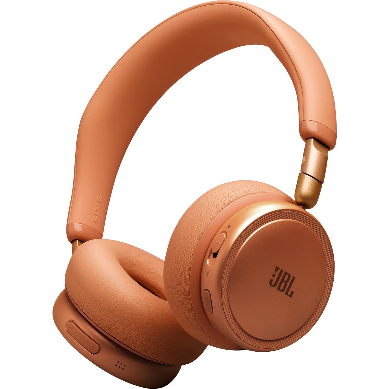 Orange JBL over-ear headphones with cushioned ear pads and padded headband