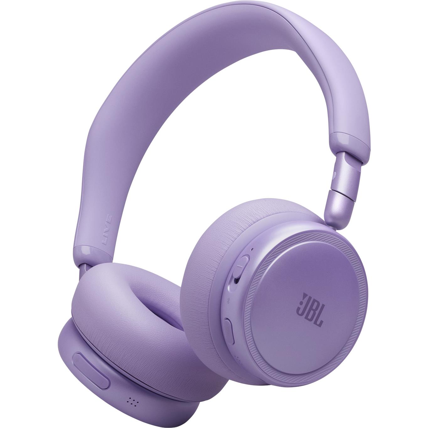 Lavender JBL Live 680NC wireless noise-cancelling headphones, side view