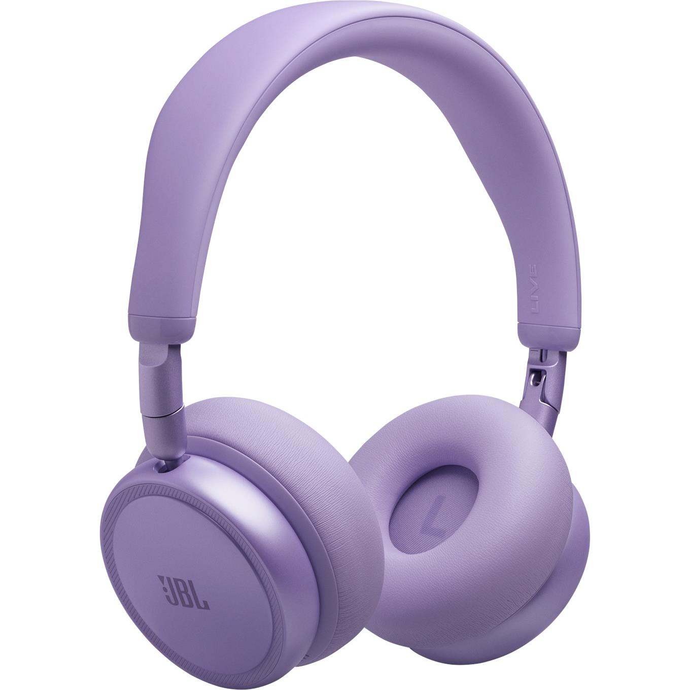 Lavender JBL Live 680NC wireless noise-cancelling headphones, rear earcups view