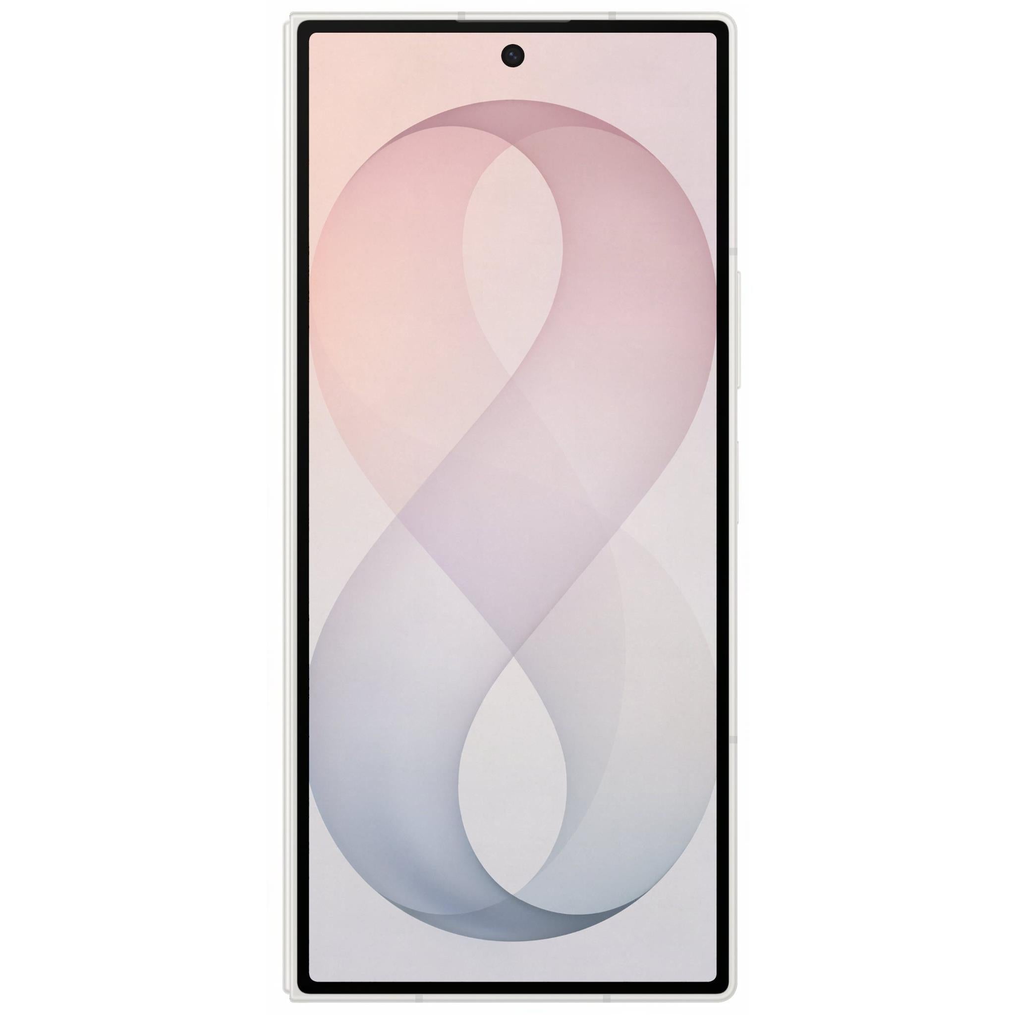 Cream Samsung foldable smartphone folded front display