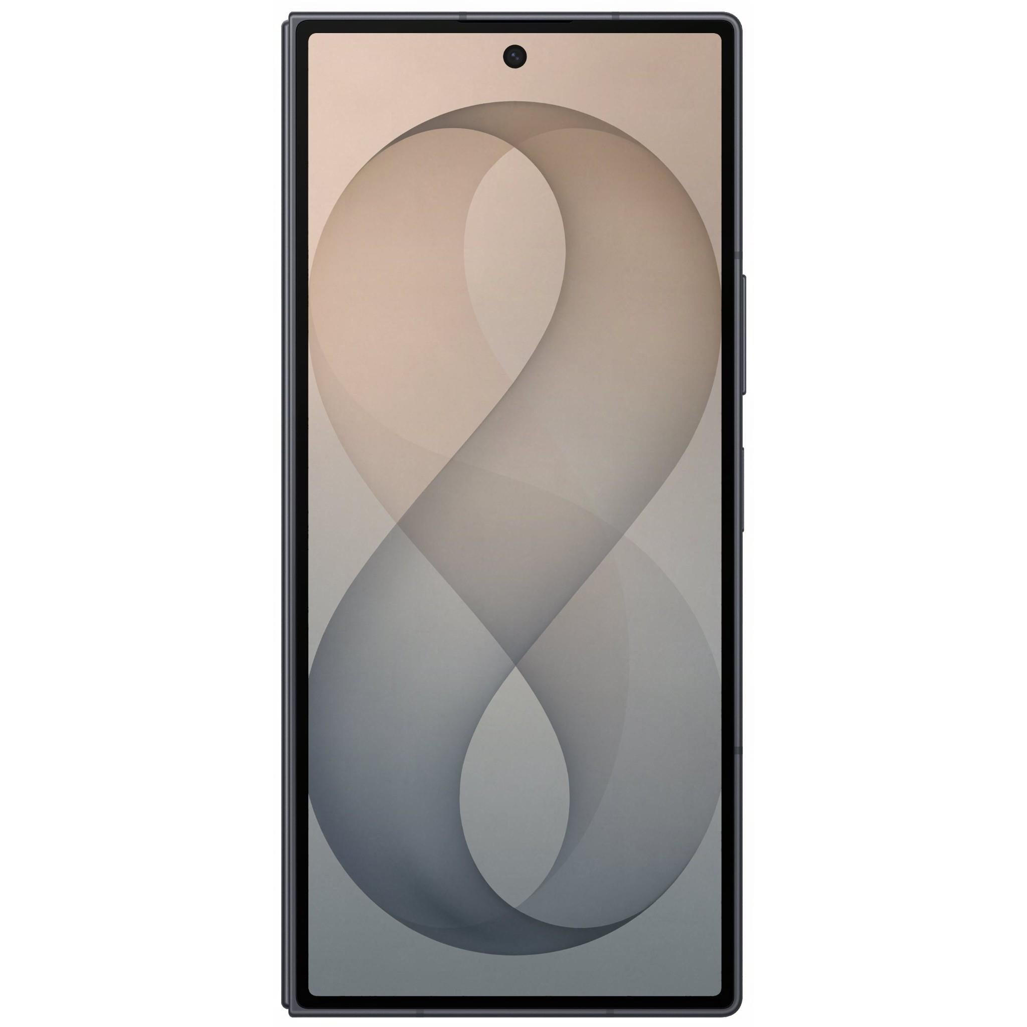 Samsung foldable smartphone, graphite, front view with abstract wallpaper