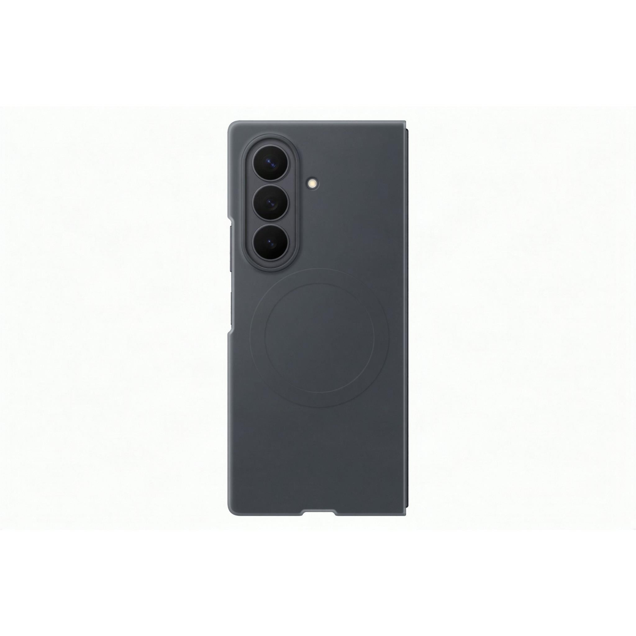 Graphite silicone fold phone case with circular texture and triple camera cutouts