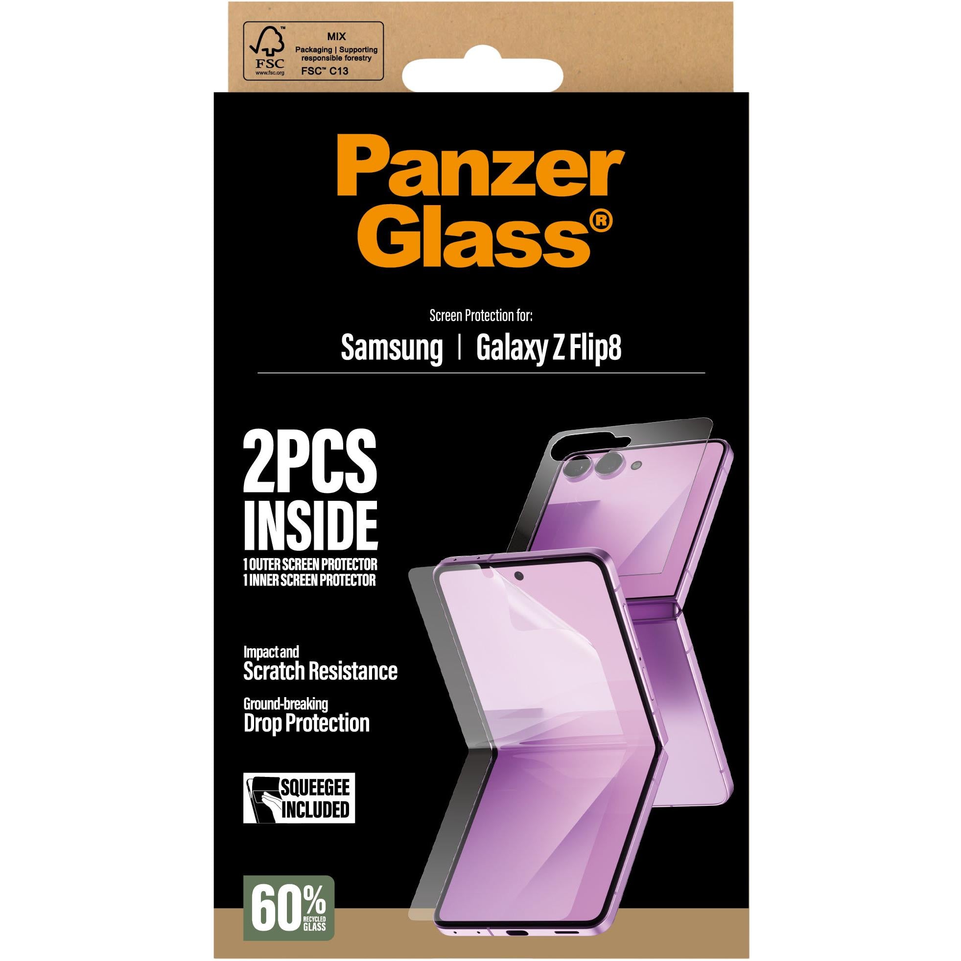 PanzerGlass glass cover screen and TPU main screen protector set for Samsung Galaxy Z Flip8, image 3 - Phone Accessories at Tech Supply Shed NZ
