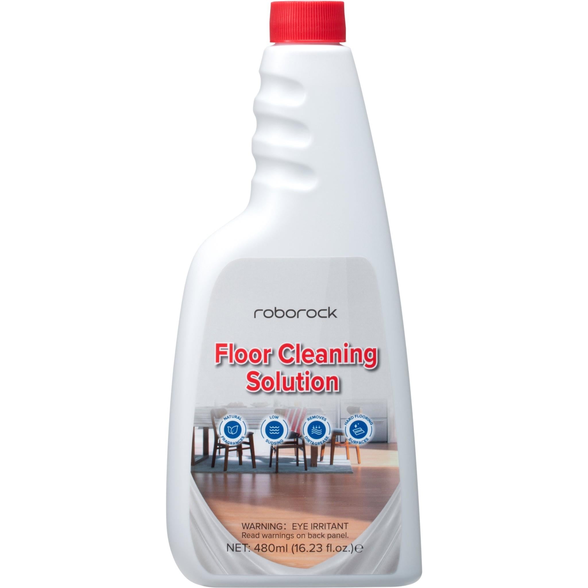 Roborock floor cleaning solution bottle, white with red cap, 480 ml