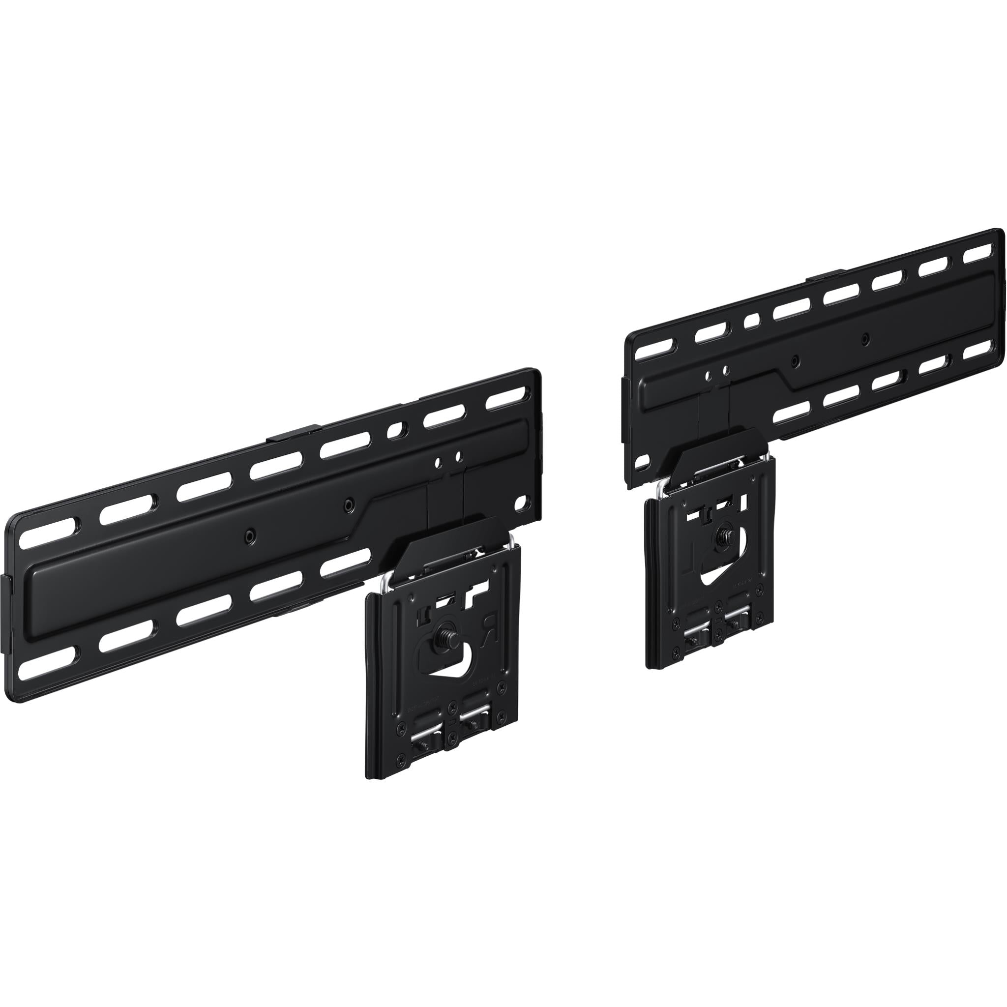 Two-piece TV wall mount bracket with slim rails and mounted plate, black