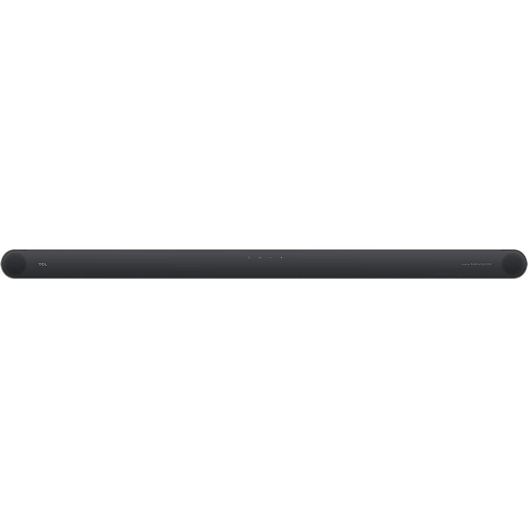 TCL soundbar top edge view, slim dark bar