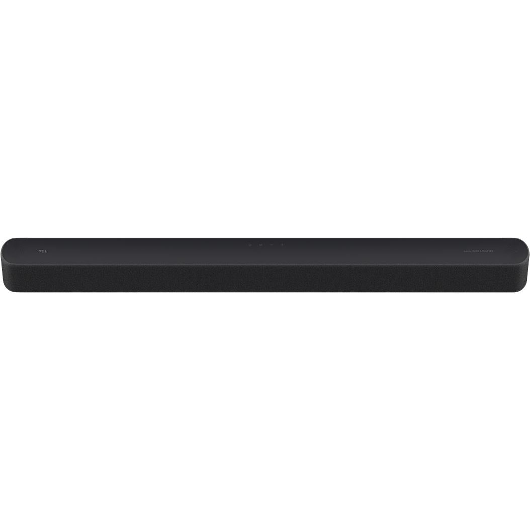 TCL soundbar front panel with dark slim speaker bar