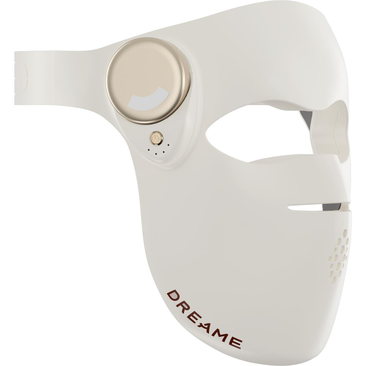 Rechargeable LED face mask, white with side strap and DREAME logo