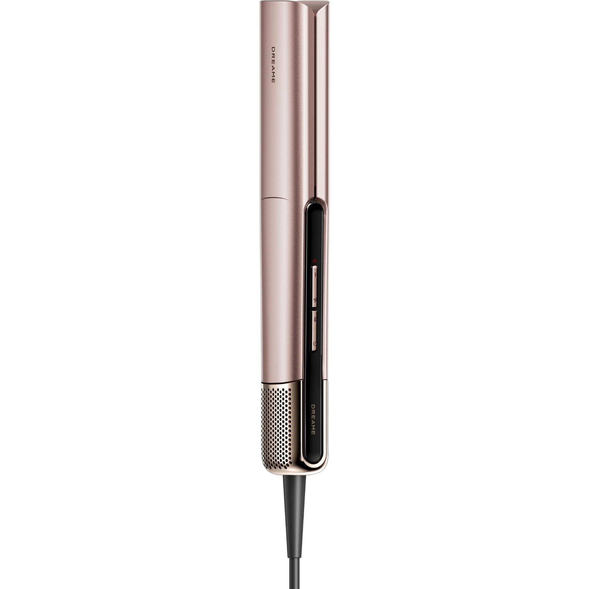 Rose-gold 2-in-1 hair dryer and straightener with corded handle