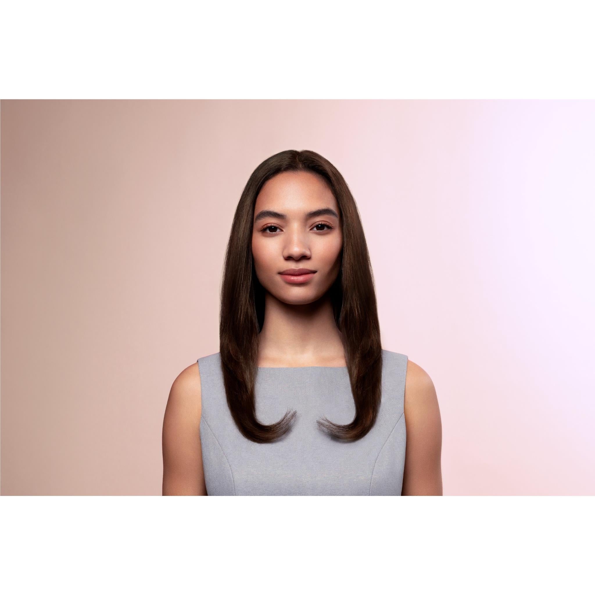 Sleek, straight hair style for a finished straightening look