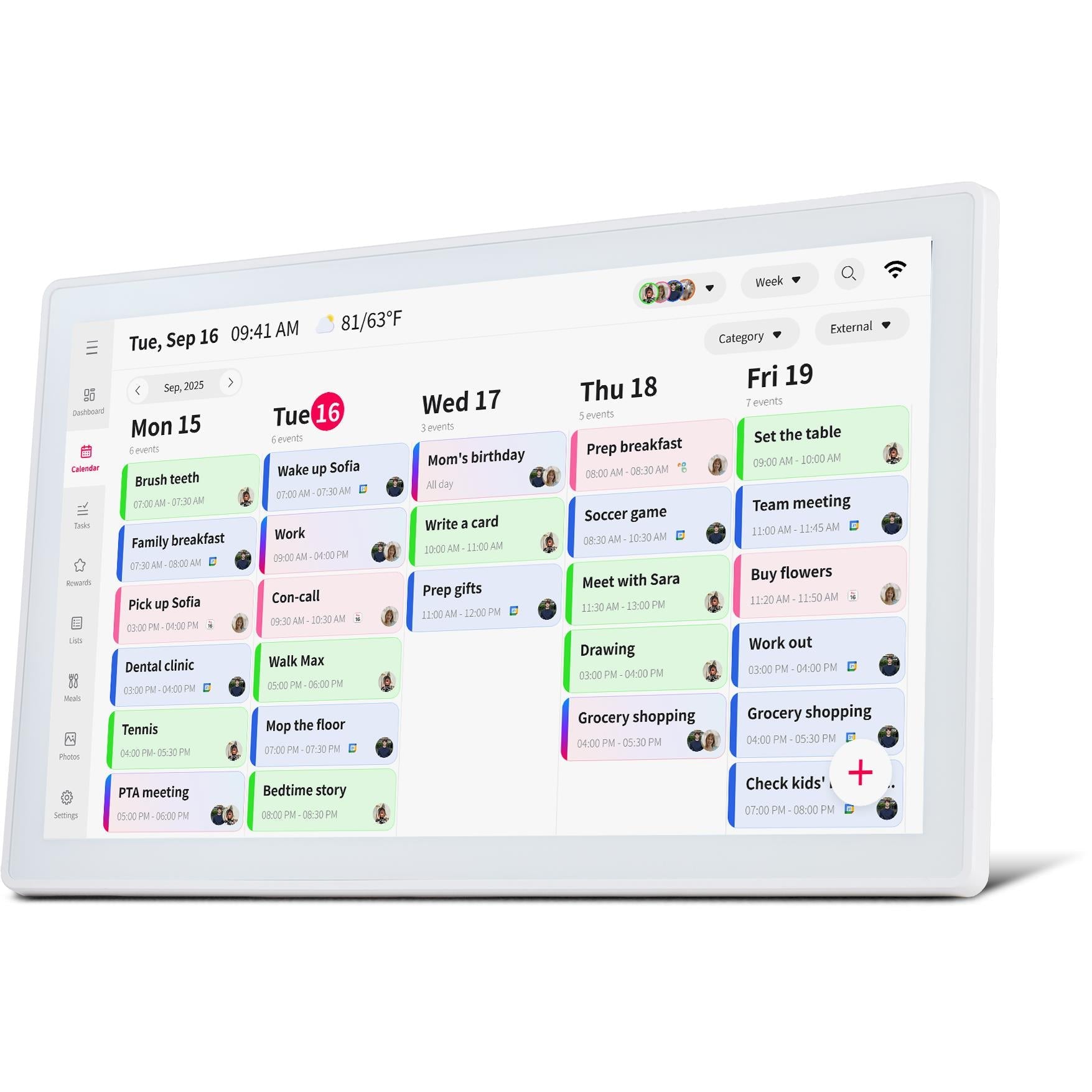 Jackson OnePlace DCF21W 21.5 inch white touchscreen family calendar