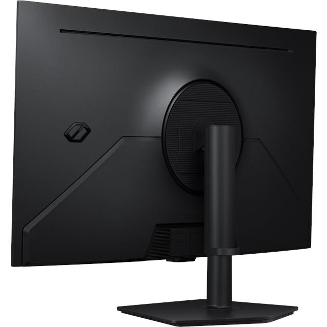 OLED gaming monitor rear view with VESA mount area and stand post