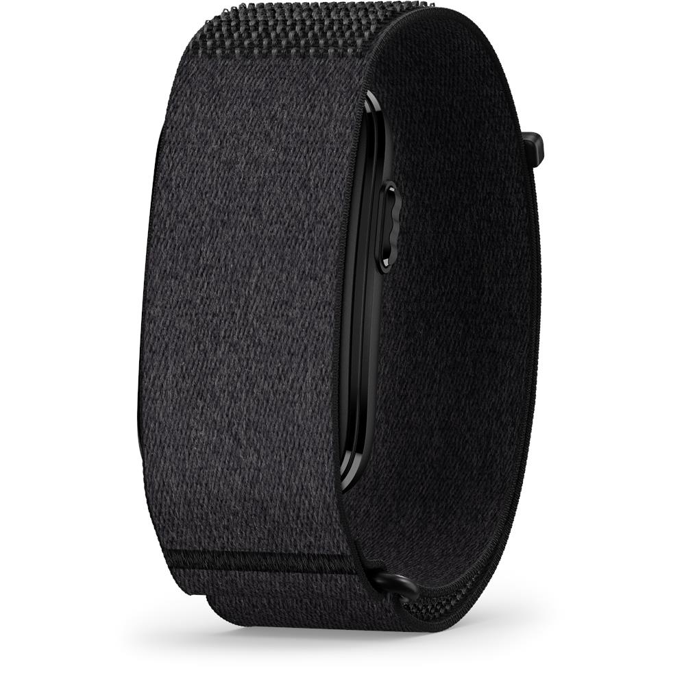 Screenless health tracker band with black fabric strap, S/M fit