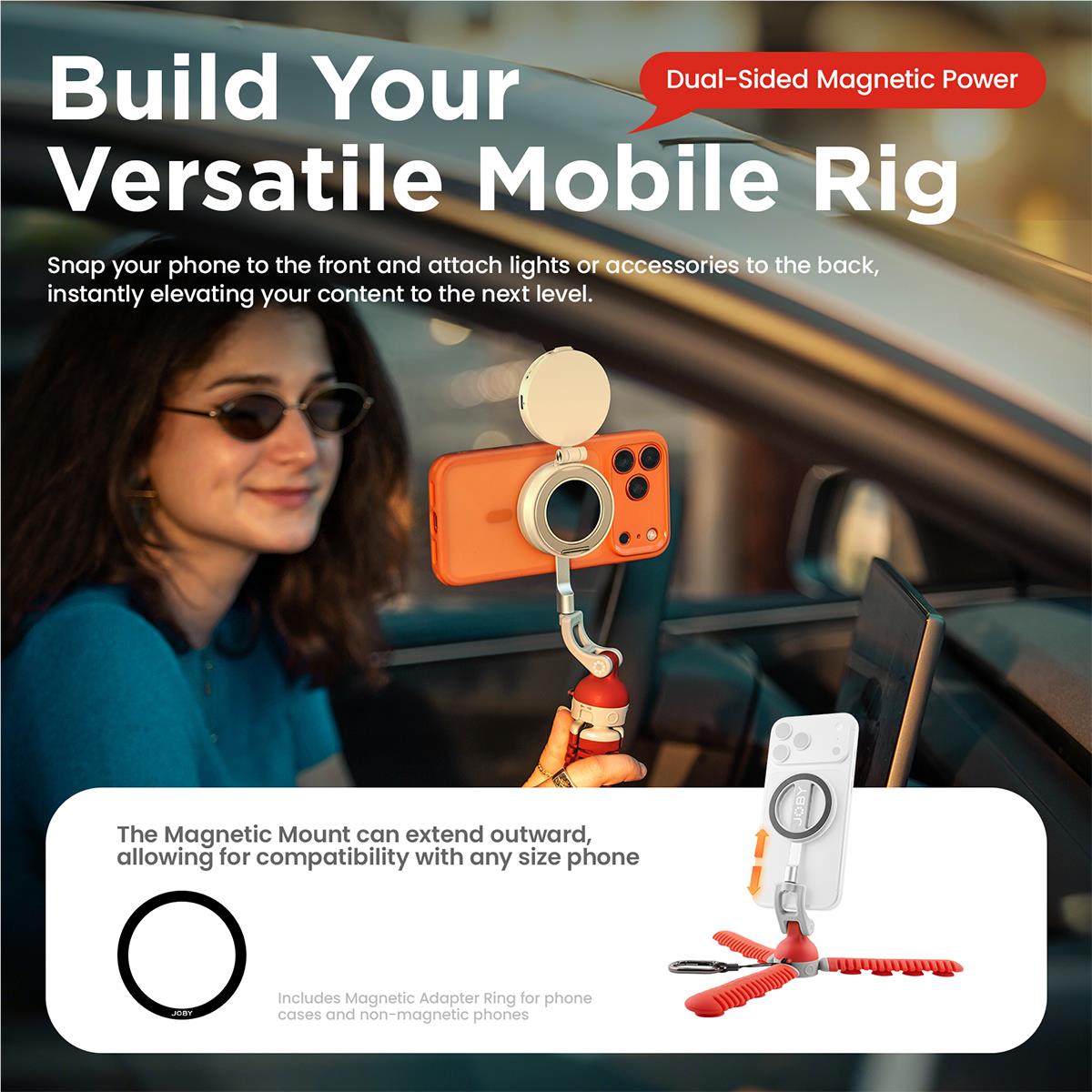 Joby Podzilla Octo suction tripod kit in red, image 5 - Camera Accessories at Tech Supply Shed NZ