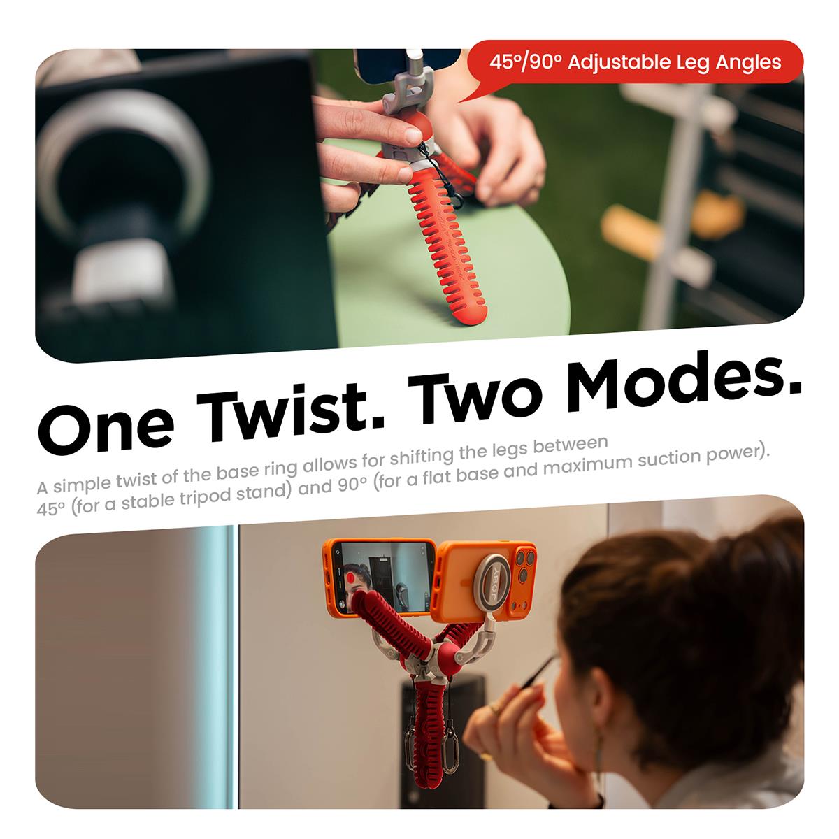 Joby Podzilla Octo suction tripod kit in red, image 6 - Camera Accessories at Tech Supply Shed NZ