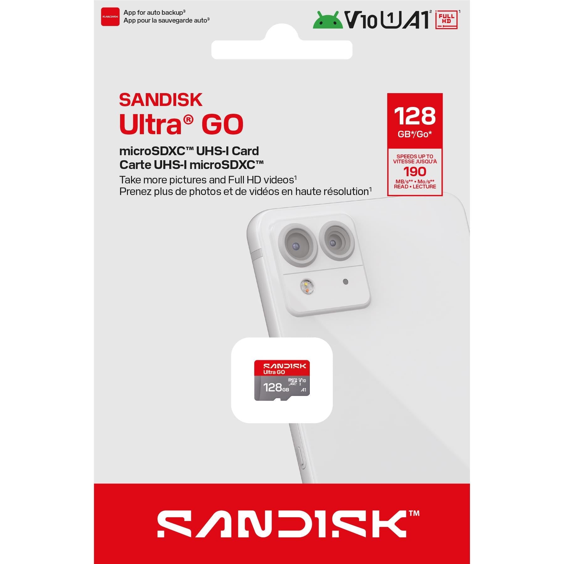 SanDisk Ultra GO 128GB microSDXC UHS-I memory card, image 2 - Memory Cards & Readers at Tech Supply Shed NZ