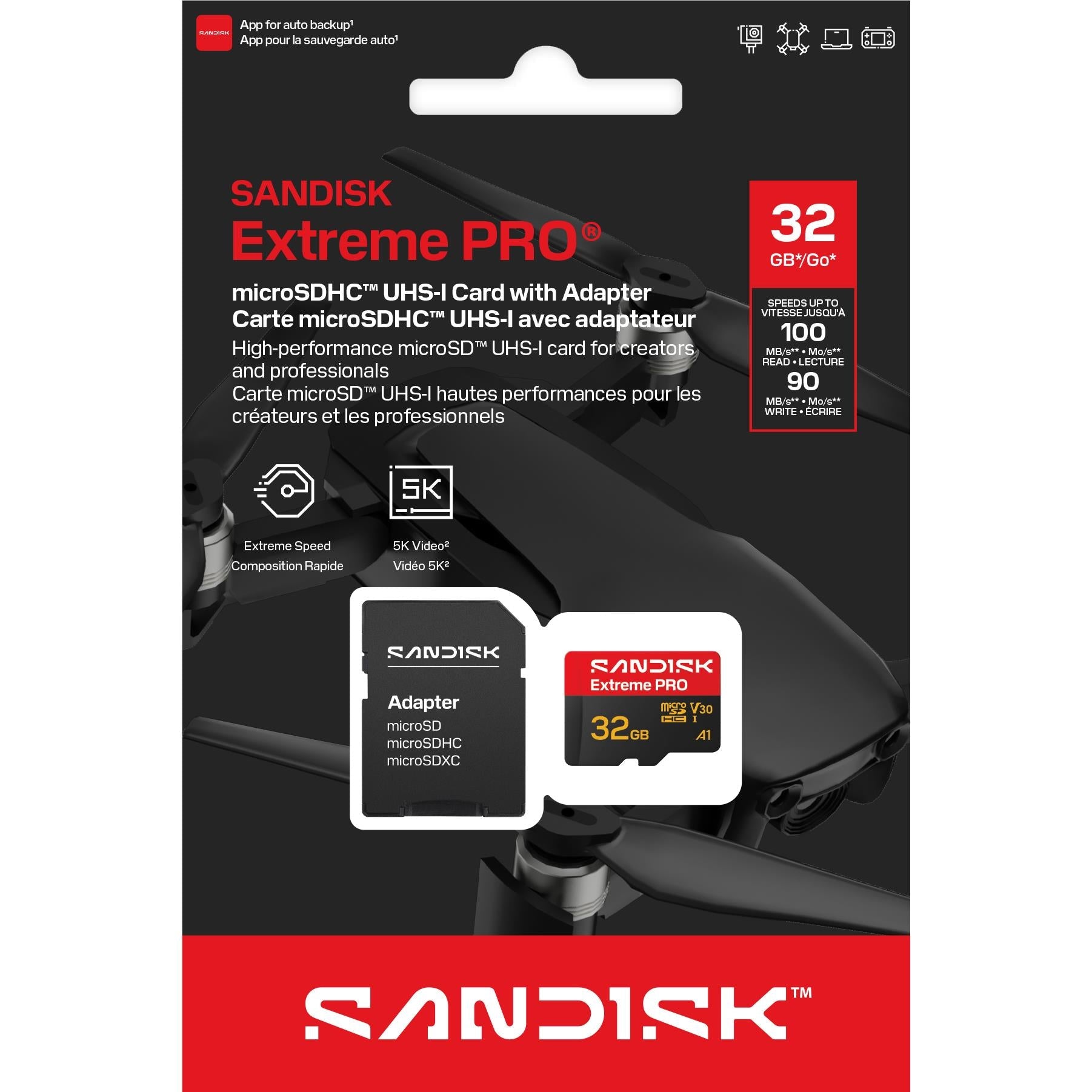 SanDisk Extreme PRO 32GB microSDHC UHS-I memory card, image 2 - Memory Cards & Readers at Tech Supply Shed NZ