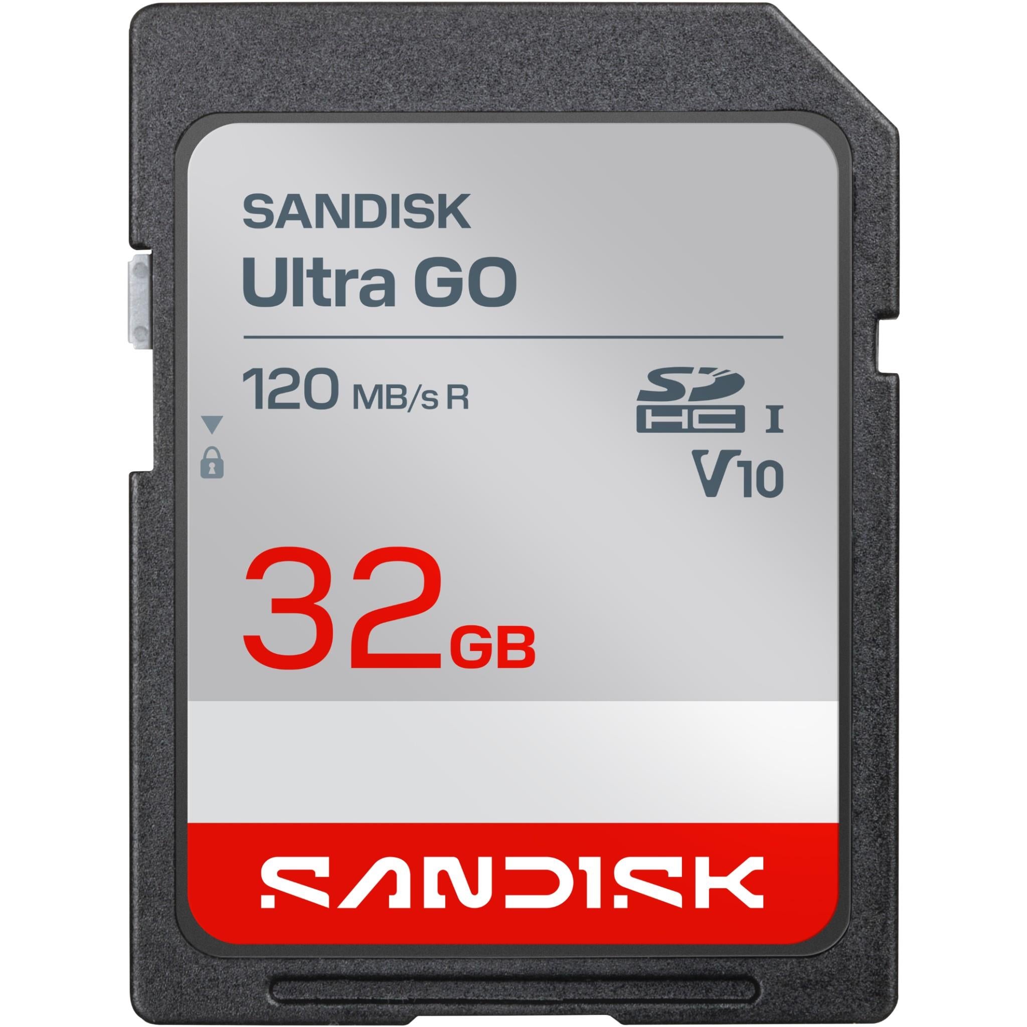 SanDisk Ultra GO 32GB SDHC memory card, 120 MB/s, SD interface, V10