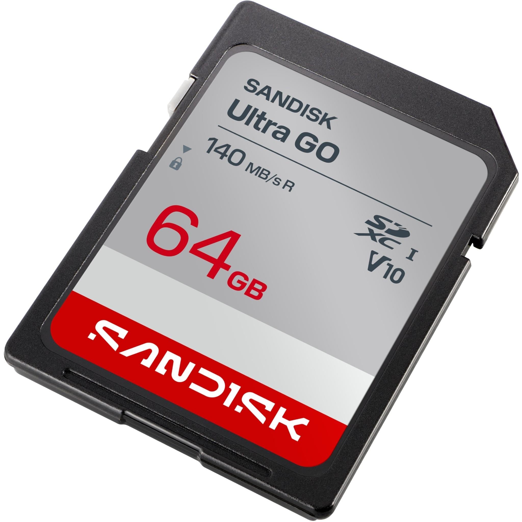 SanDisk Ultra GO 64GB SDXC memory card with adapter, 140 MB/s, V10, XC I