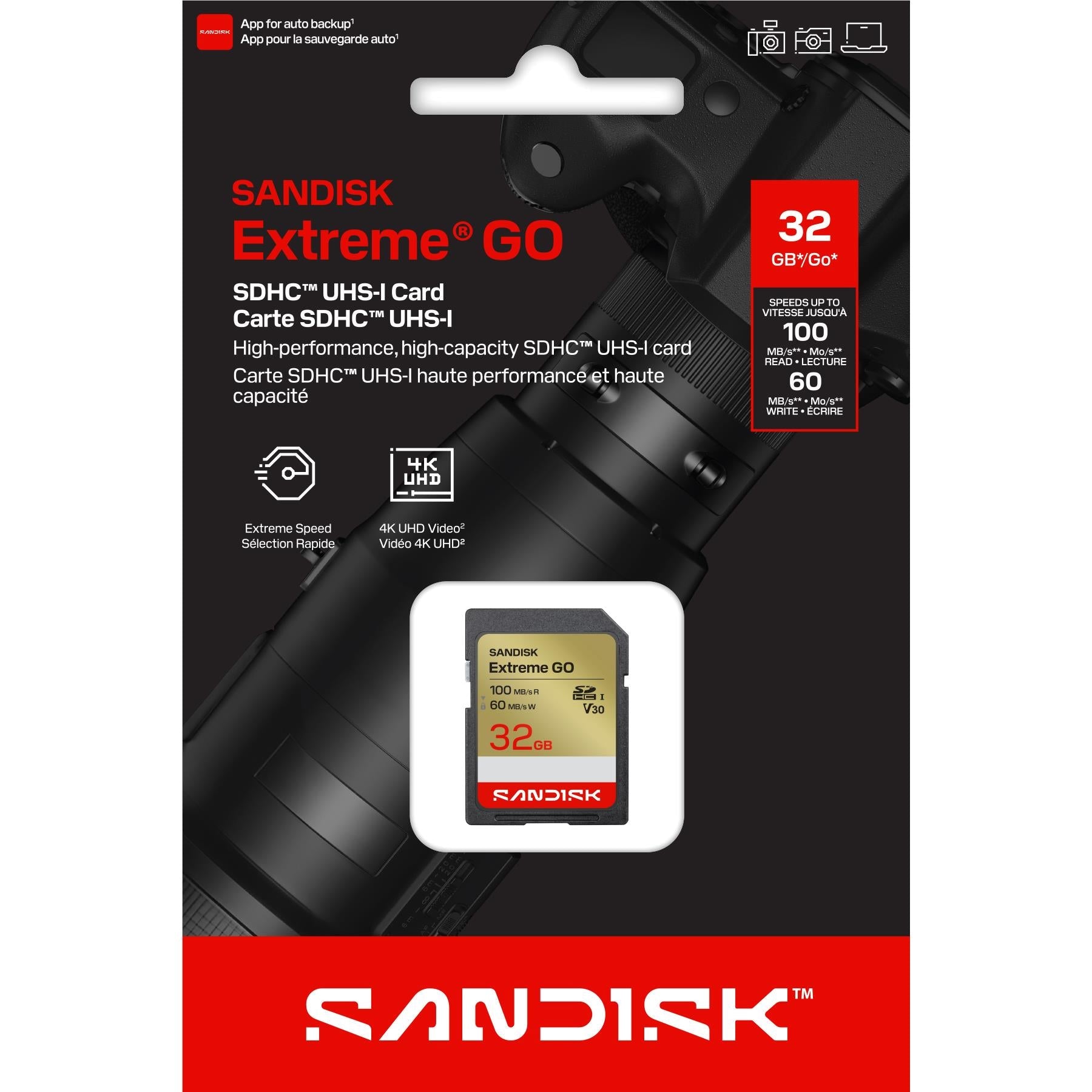SanDisk Extreme GO 32GB SDHC UHS-I memory card, image 2 - Memory Cards & Readers at Tech Supply Shed NZ