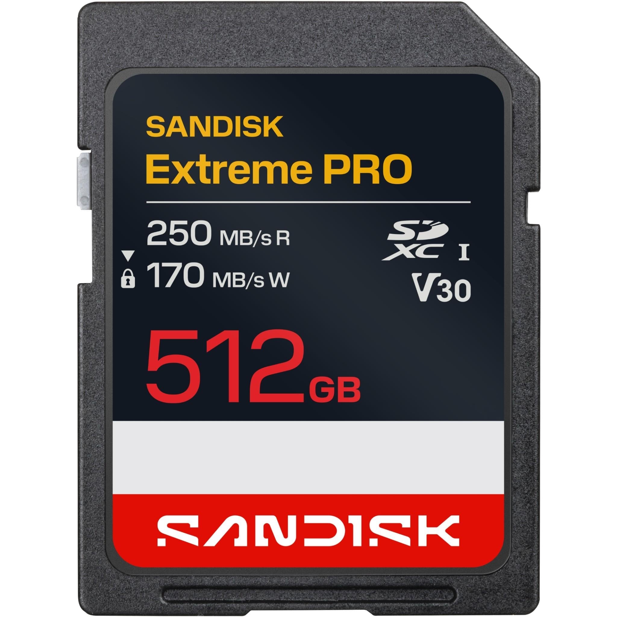 SanDisk Extreme Pro 512GB SDXC memory card, V30, 250MB/s read, 170MB/s write