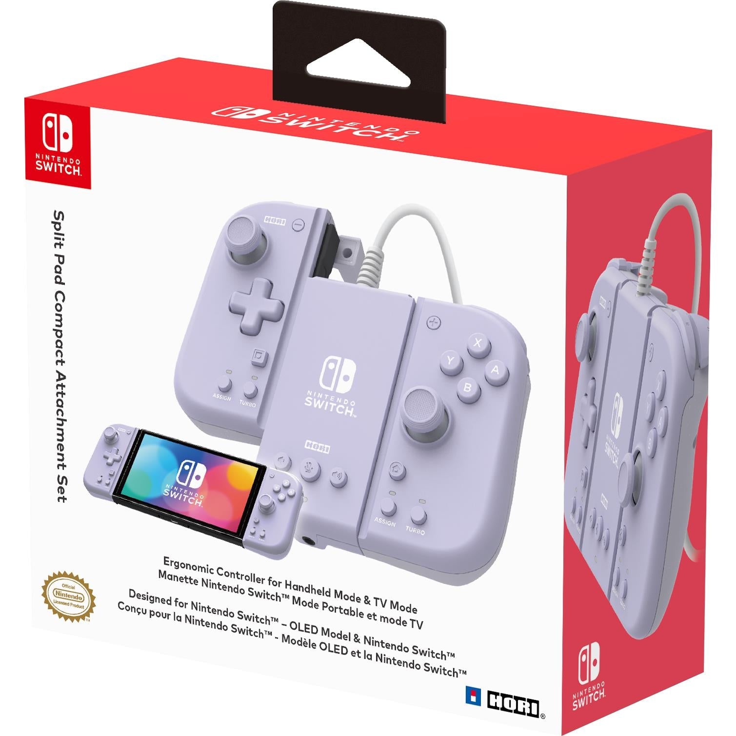 HORI Split Pad Compact attachment set for Nintendo Switch in lavender, image 7 - Electronic Gaming Accessories at Tech Supply Shed NZ
