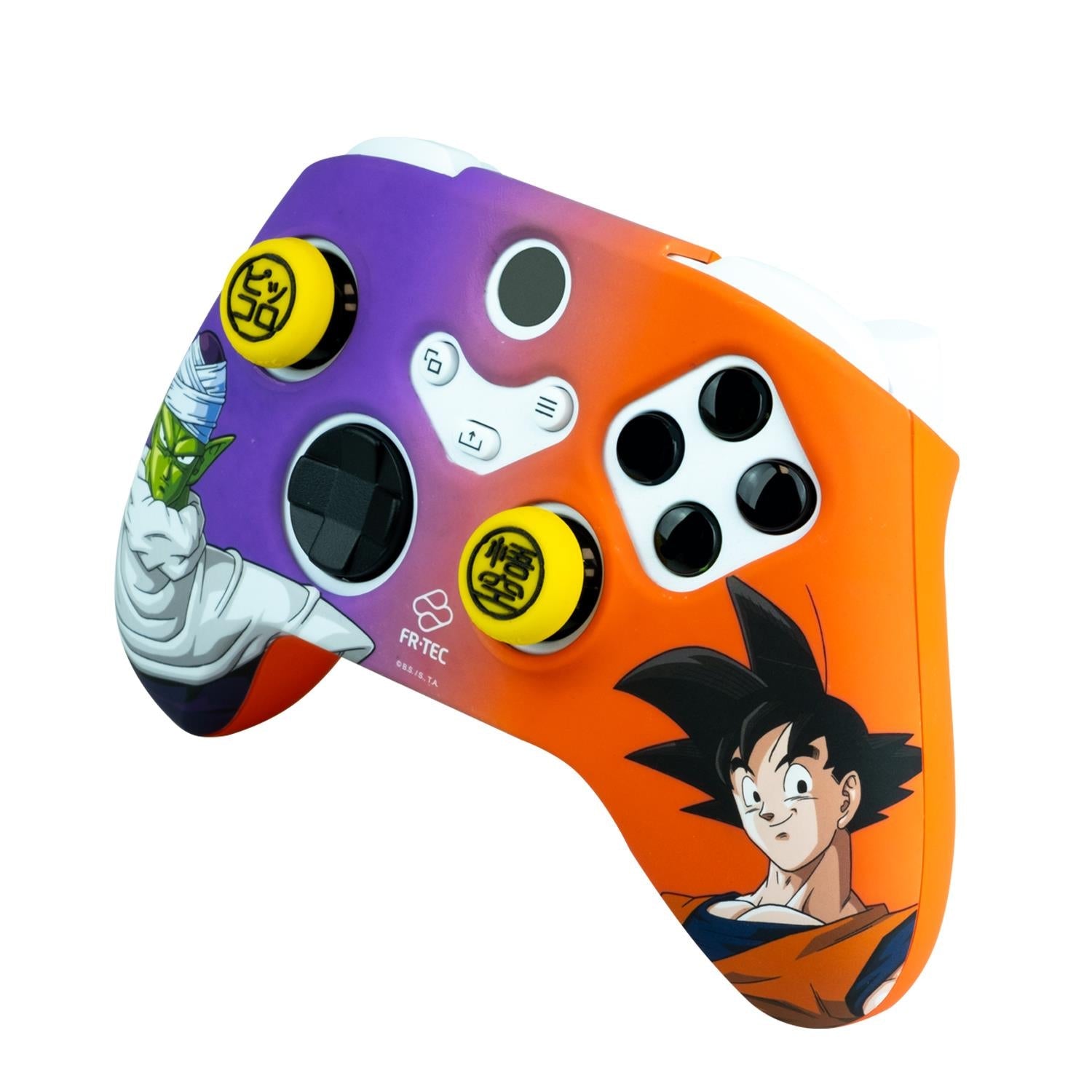 Xbox controller hard case and grips, angled view with character art and yellow thumb grips