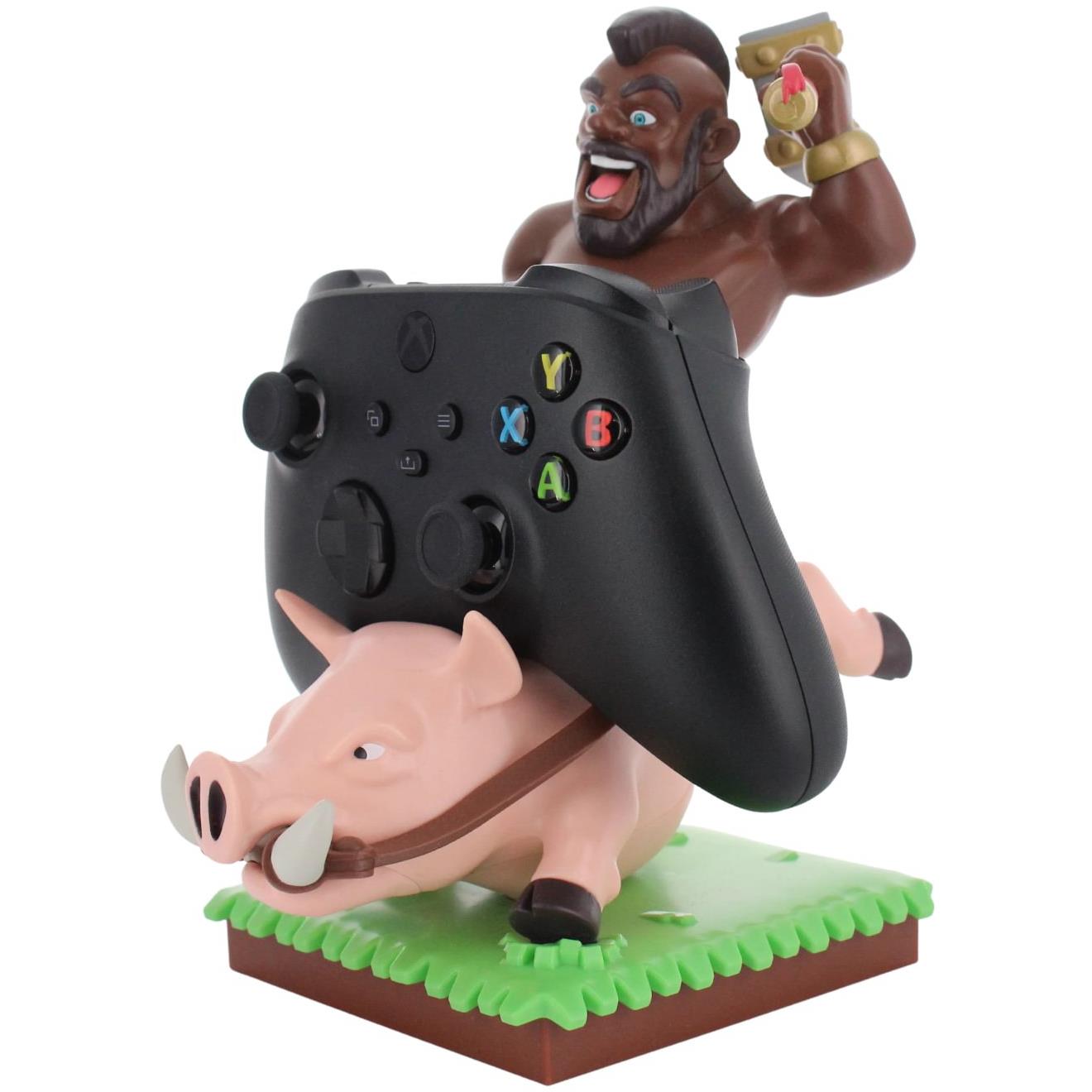Hog Rider controller holder with black game controller and colored buttons