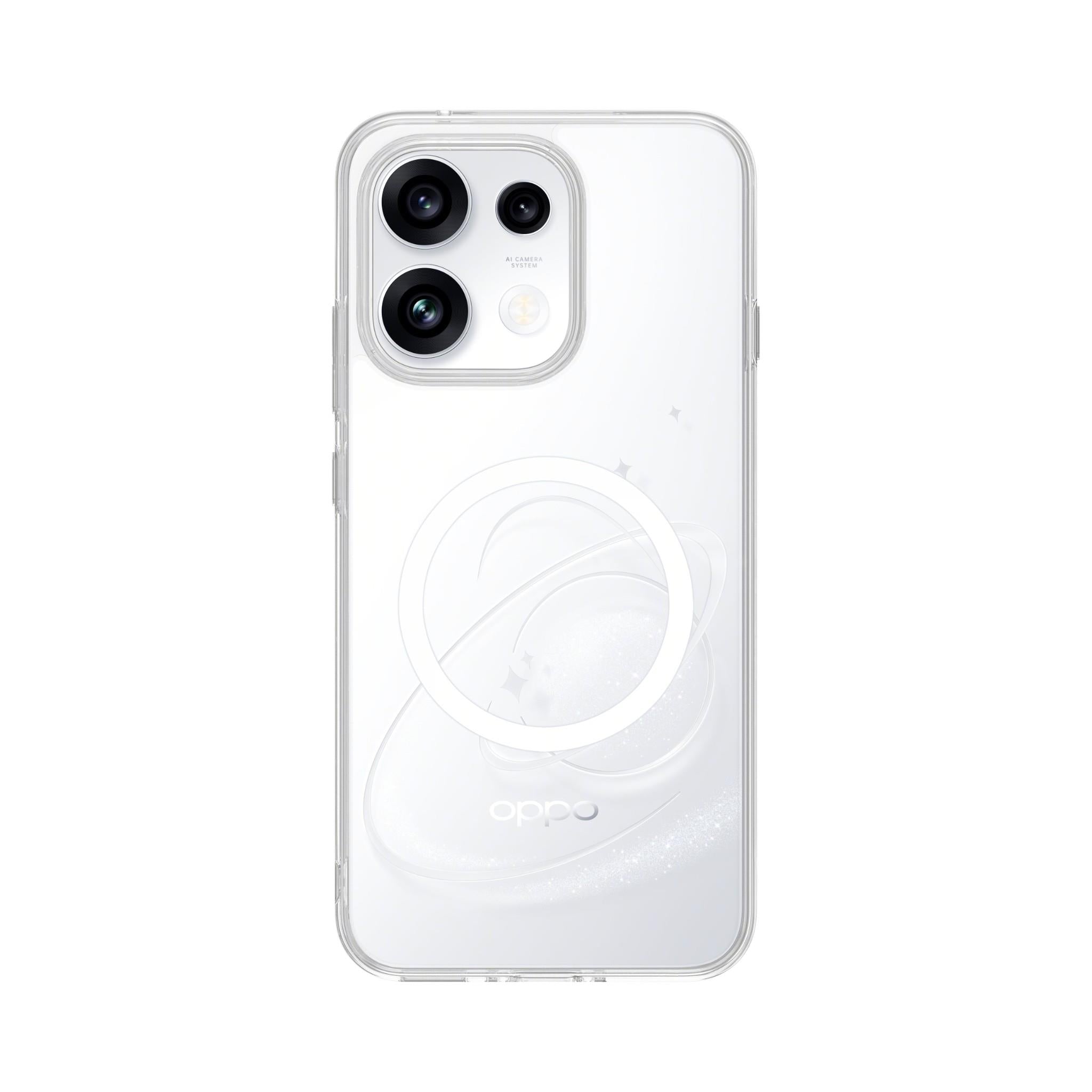Clear magnetic phone case with circular ring and raised camera frame
