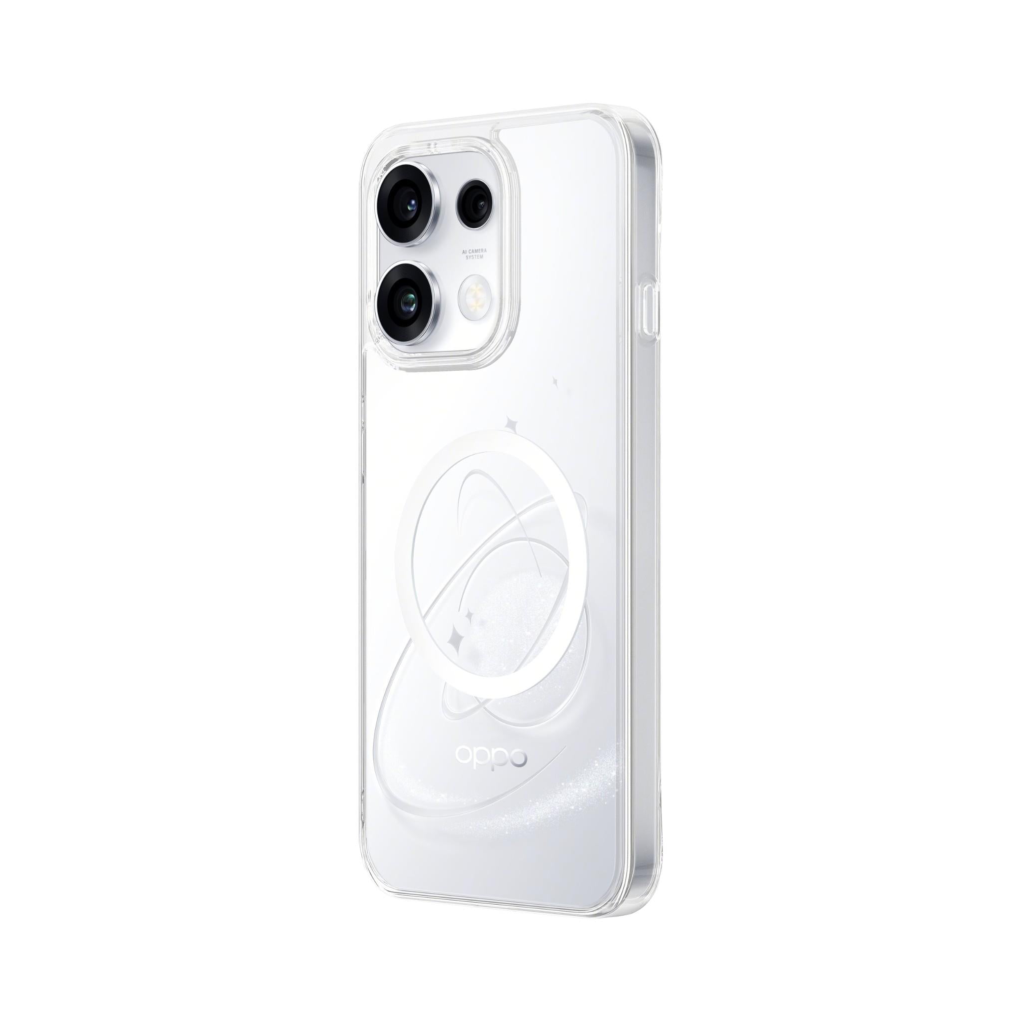 Clear magnetic phone case with circular ring and camera cutout opening