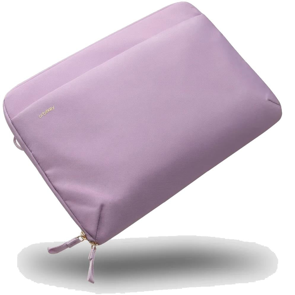 Lilac 14 inch laptop sleeve with zipper and adjustable strap