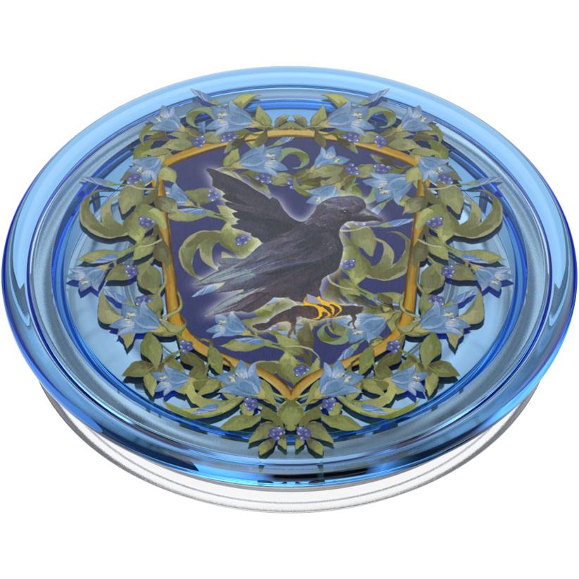Blue round phone grip PopGrip featuring Ravenclaw crest artwork with raised rim