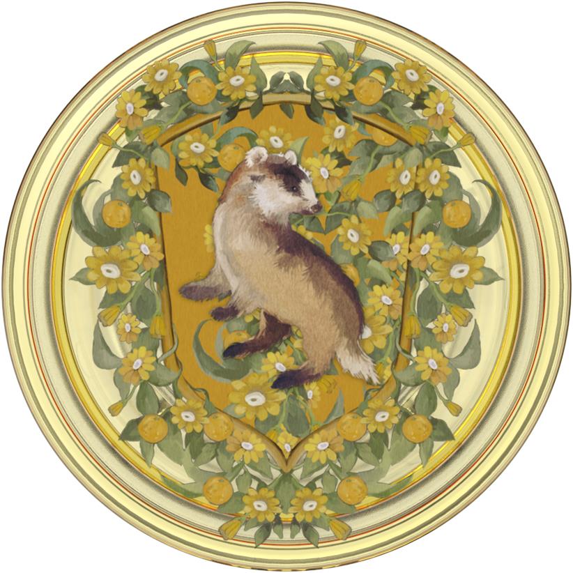 PopGrip phone grip with gold-edged floral crest and Hufflepuff badger illustration