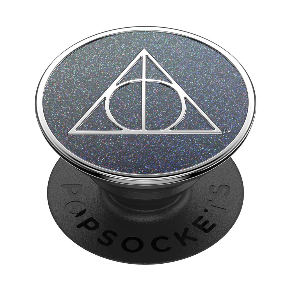 PopSockets Enamel PopGrip Harry Potter Glitter Deathly Hallows phone grip and stand in grey, image 2 - Phone Accessories at Tech Supply Shed NZ