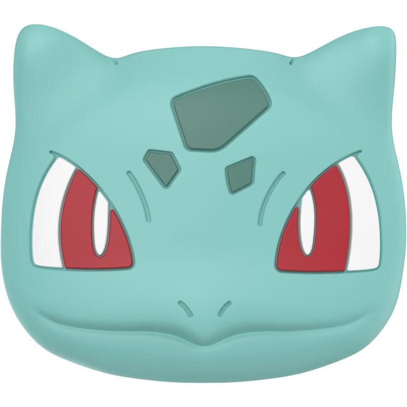 Bulbasaur-themed PopGrip phone grip with teal cat face and red eyes design.