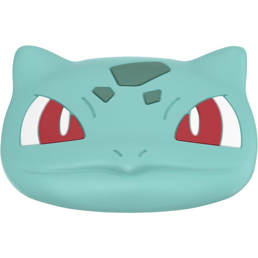 Teal cat-face PopGrip with red eyes and small gray details on the grip.