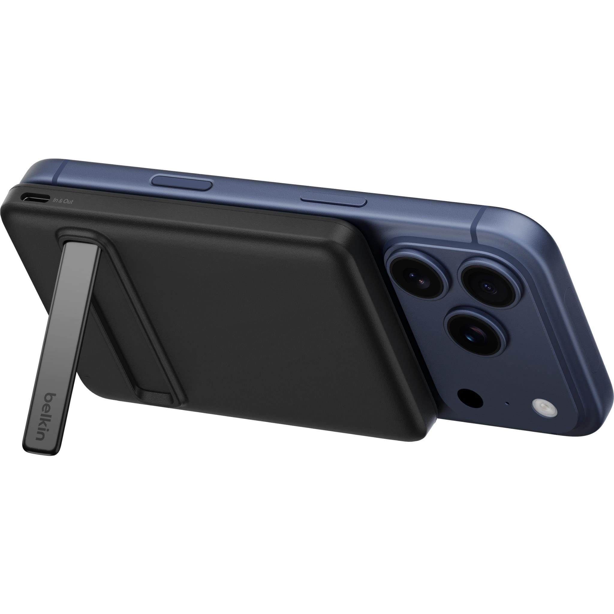 Belkin BoostCharge Slim 5K Qi2 magnetic power bank with stand in black - Power Banks at Tech Supply Shed NZ