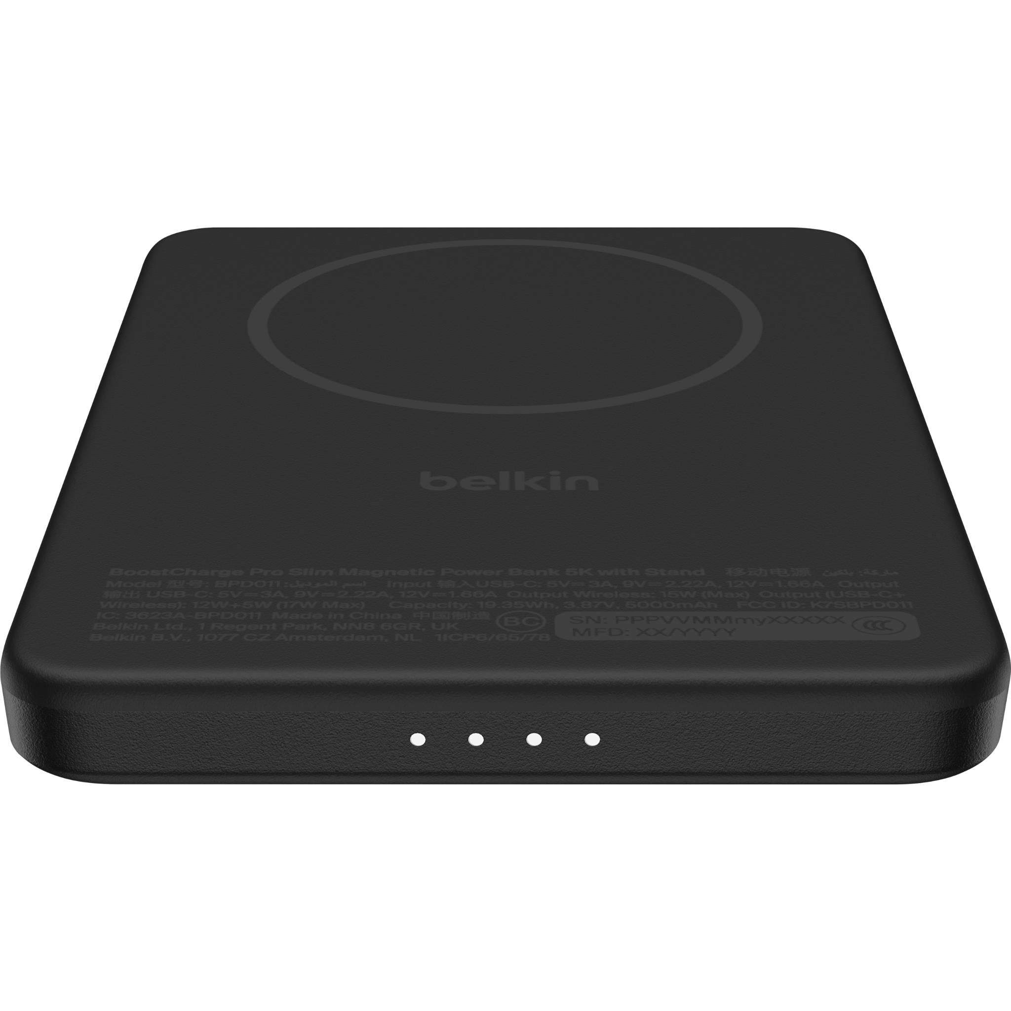 Belkin BoostCharge Slim 5K Qi2 magnetic power bank with stand in black, image 4 - Power Banks at Tech Supply Shed NZ