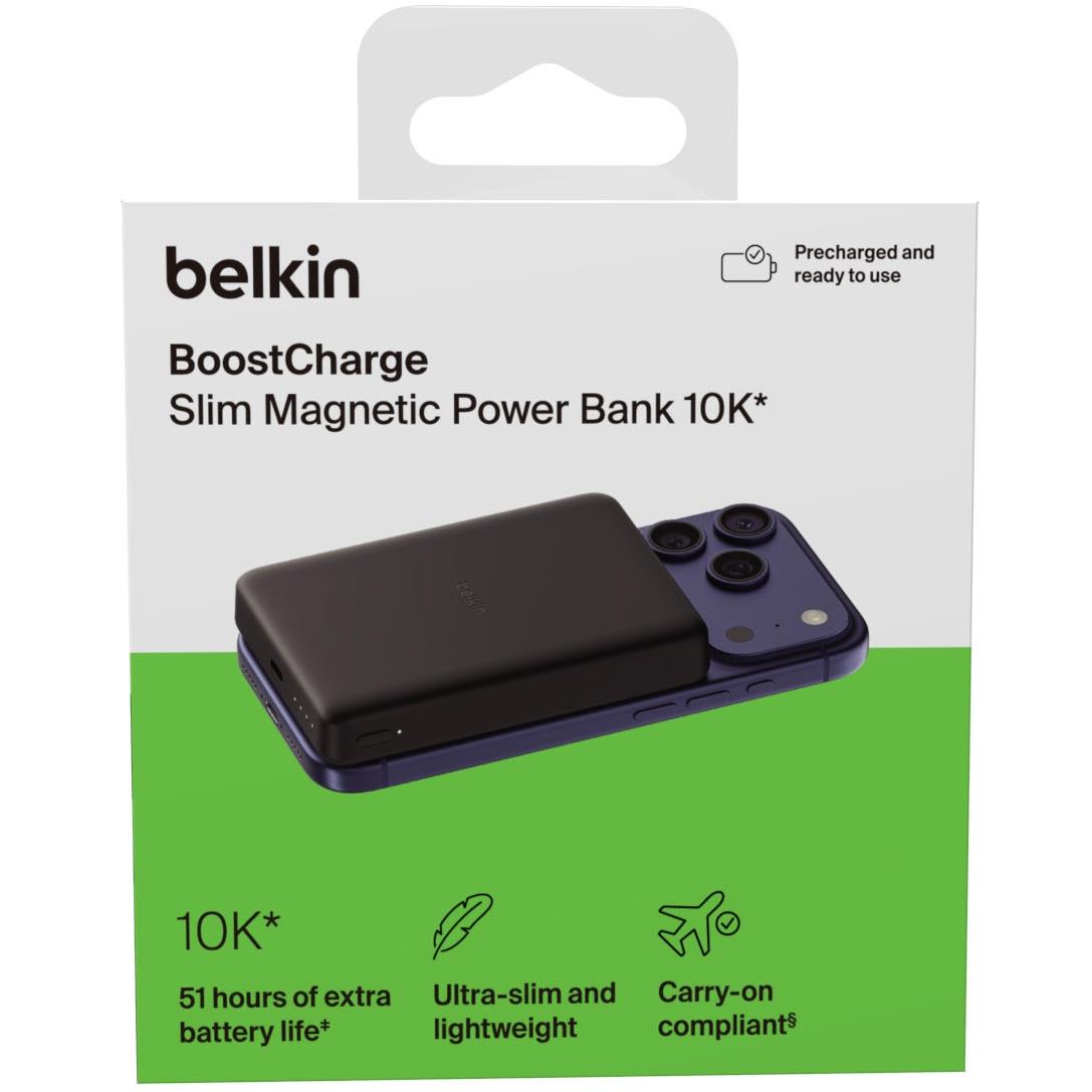 Belkin BoostCharge Slim Magnetic Power Bank 10K retail box and product image