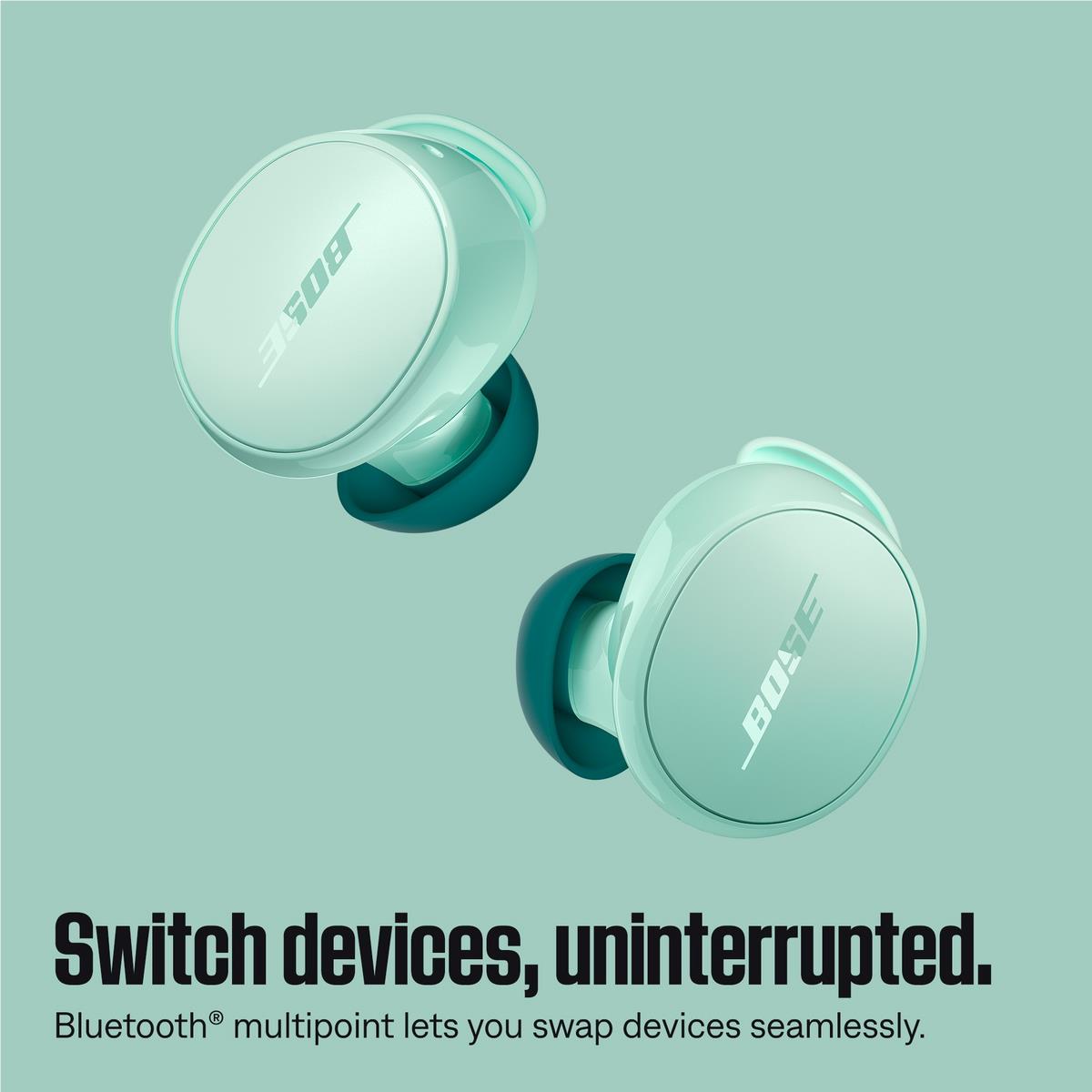 Bose QuietComfort Earbuds in Dewdrop Mint green with charging case, image 2 - In-Ear Headphones & Earbuds at Tech Supply Shed NZ