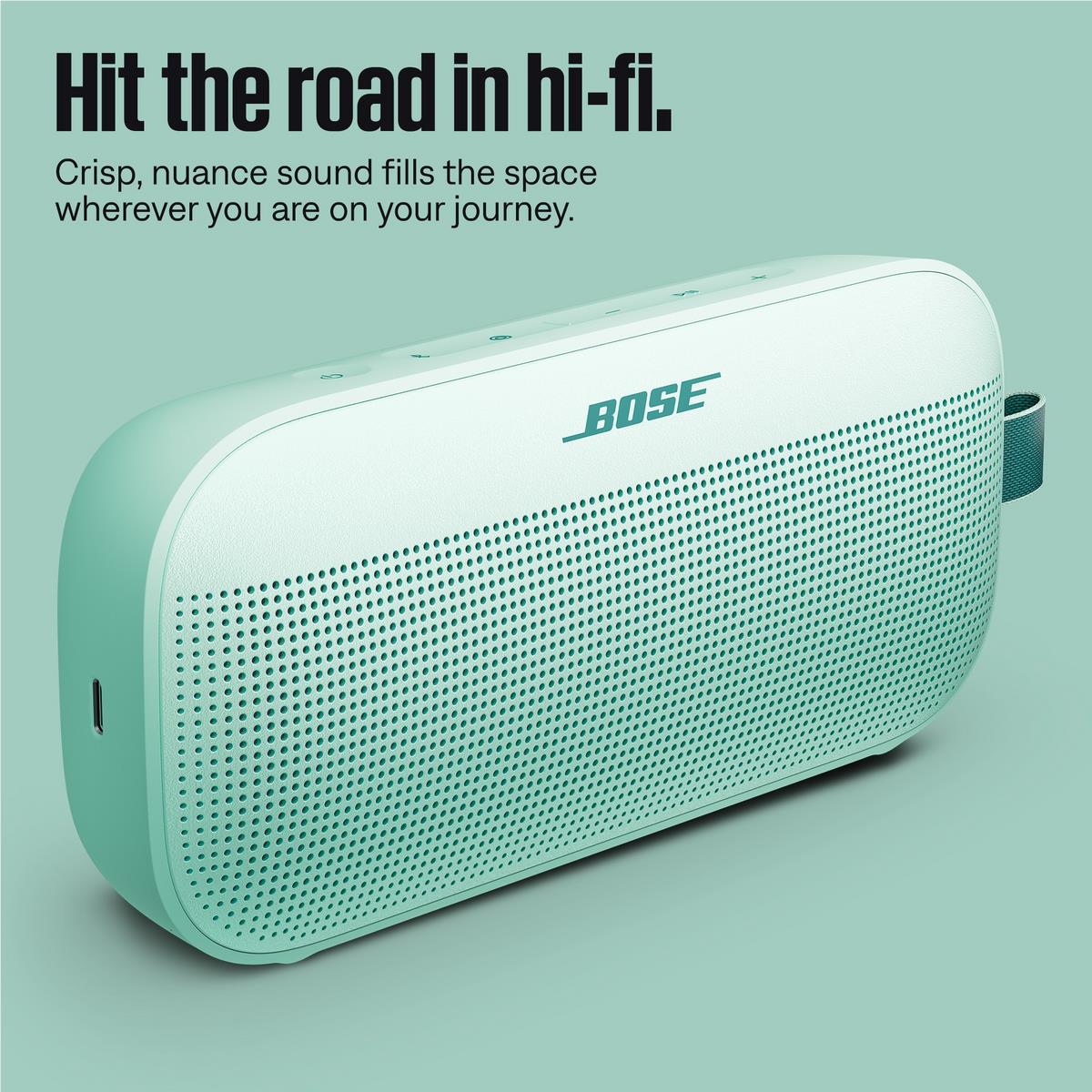 Bose SoundLink Flex 2nd Gen portable Bluetooth speaker in Dewdrop Mint green, image 2 - Portable Speakers at Tech Supply Shed NZ