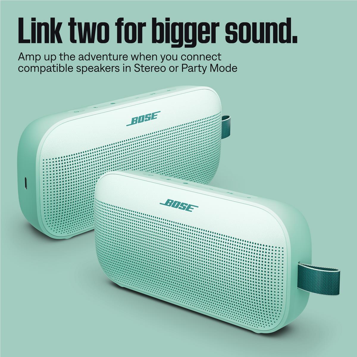 Bose SoundLink Flex 2nd Gen portable Bluetooth speaker in Dewdrop Mint green, image 4 - Portable Speakers at Tech Supply Shed NZ