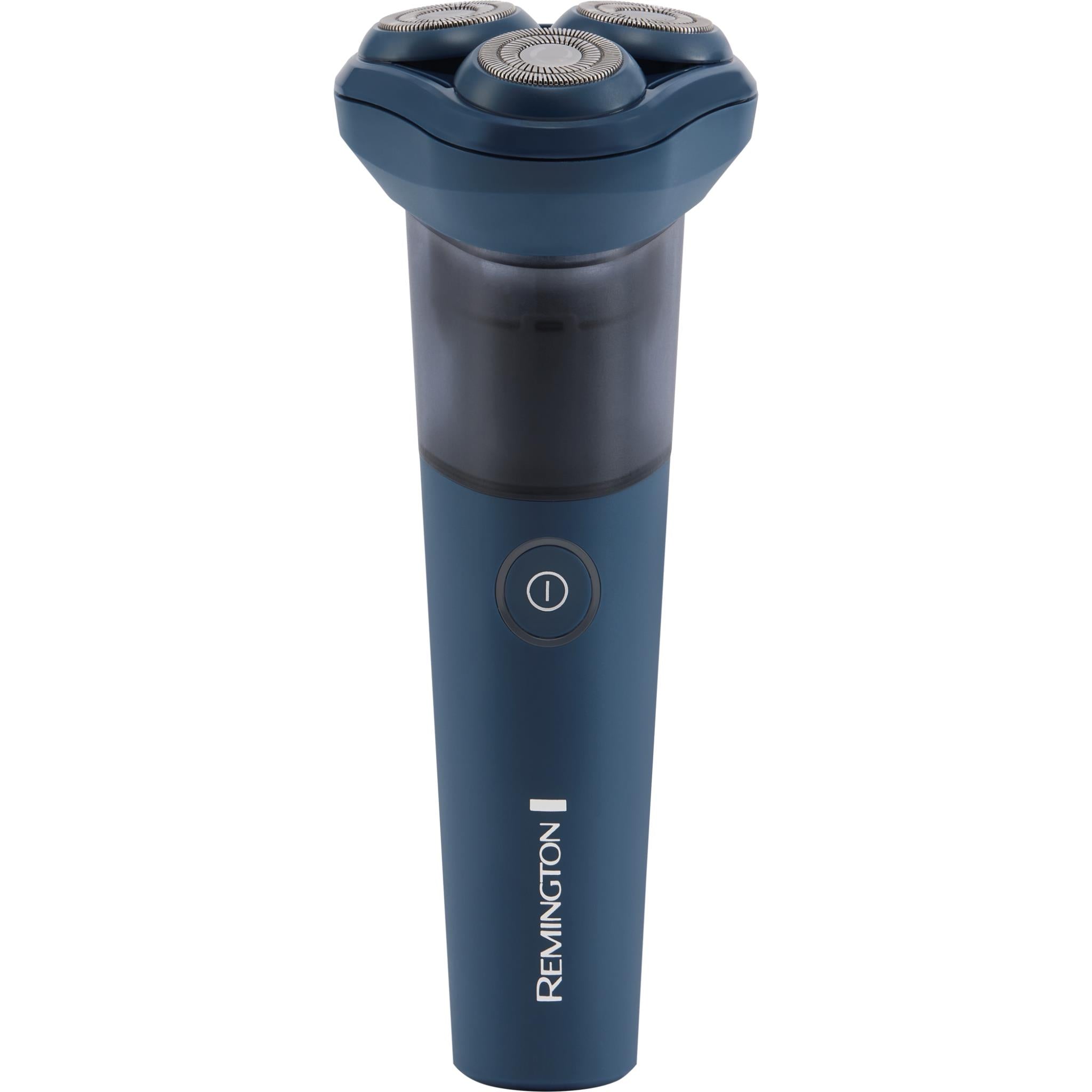 Blue Remington rotary electric shaver with three circular heads and power button