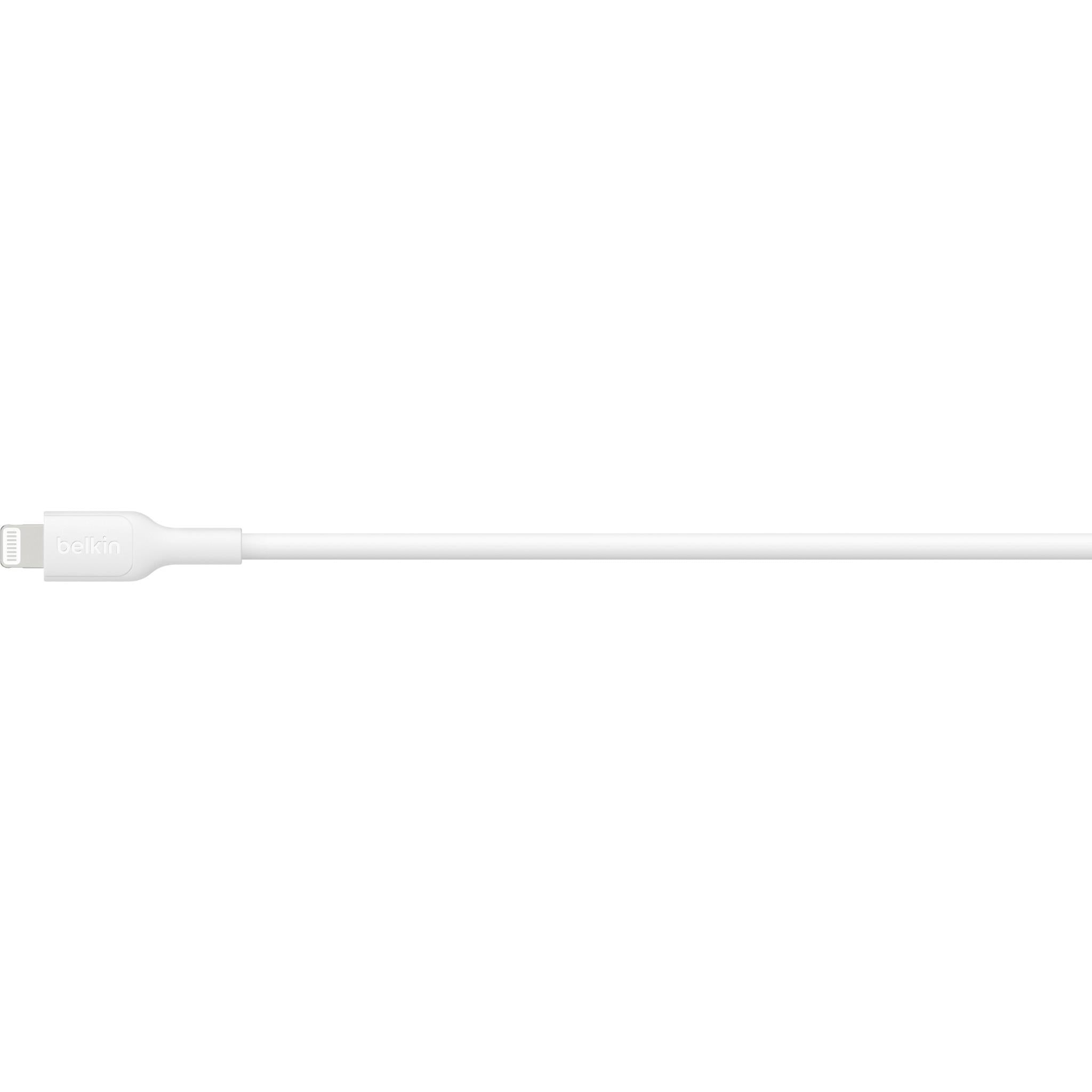 White USB-A to Lightning cable, straight view of 2 m length