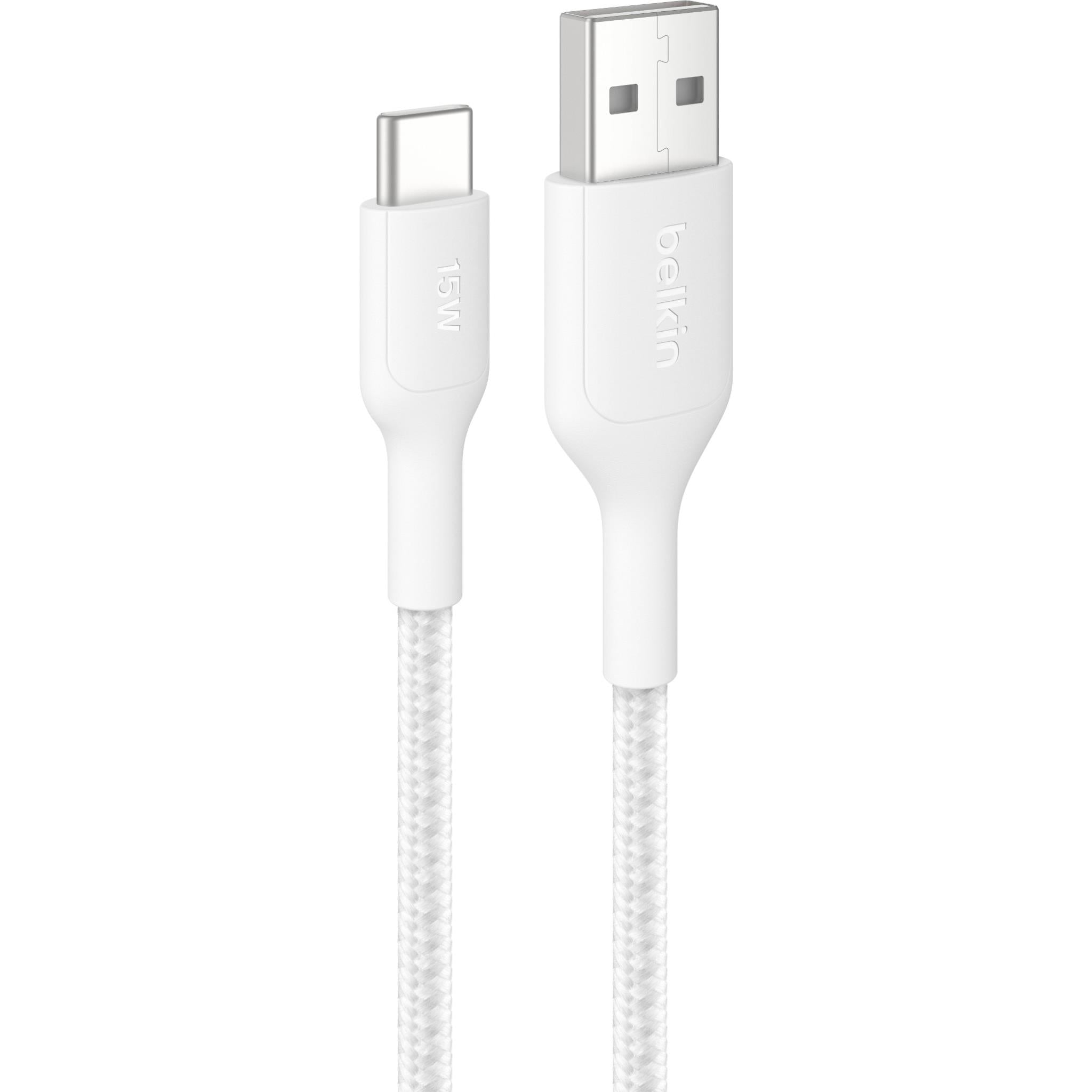 Belkin BoostCharge Pro braided USB-A to USB-C cable, 2m, white - USB Cables & Adapters at Tech Supply Shed NZ