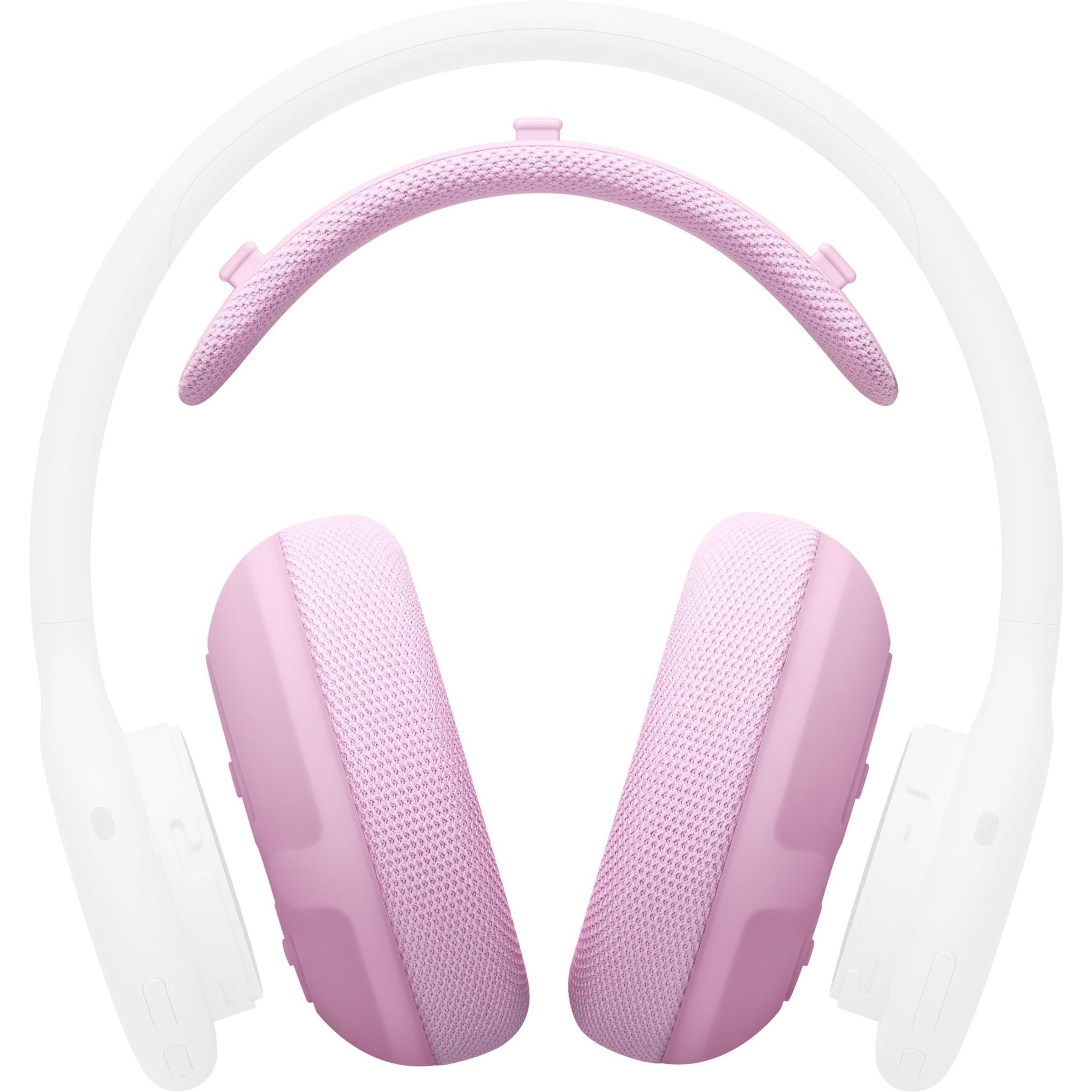Pink knit headphone cushion kit with headband and two ear pads