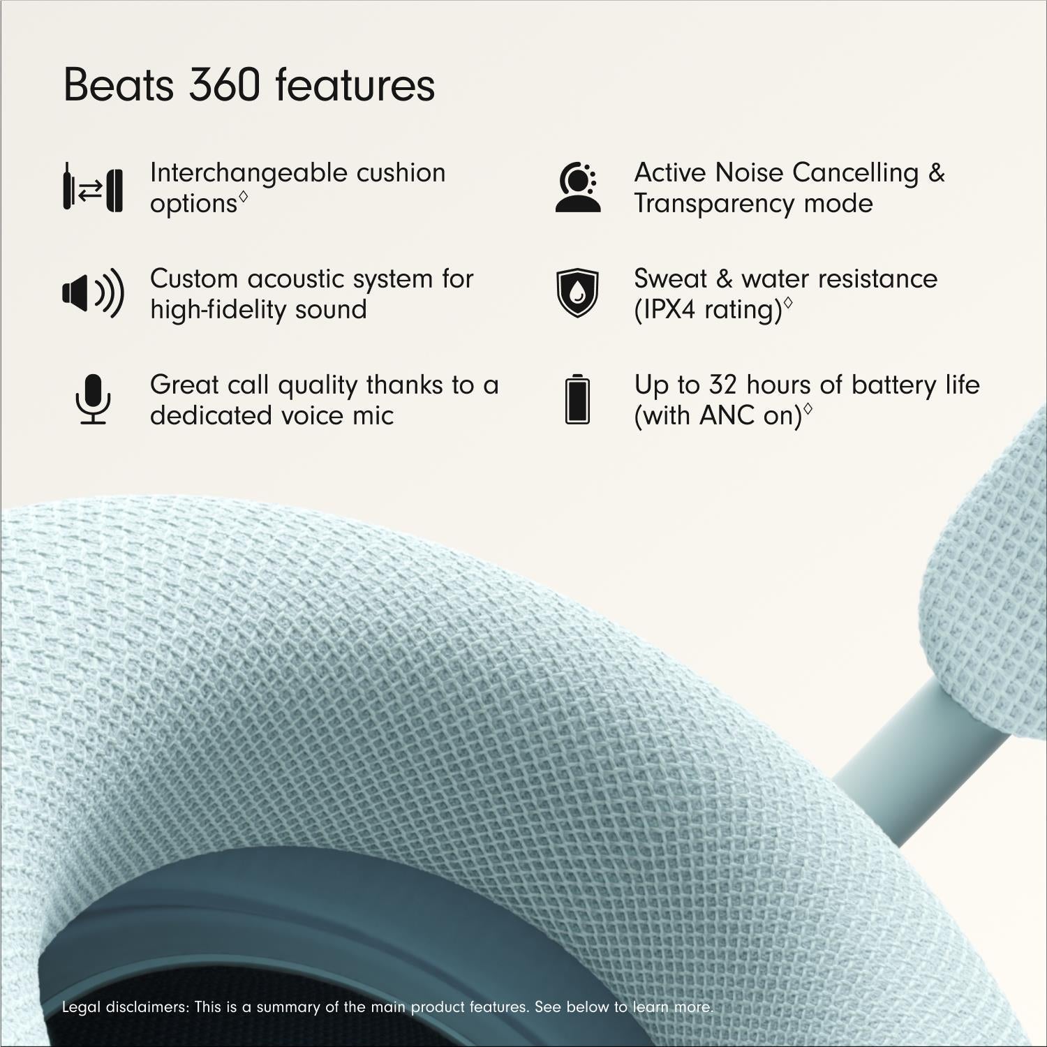 Beats 360 over-ear headphones in Sky, image 2 - Over-Ear Headphones at Tech Supply Shed NZ