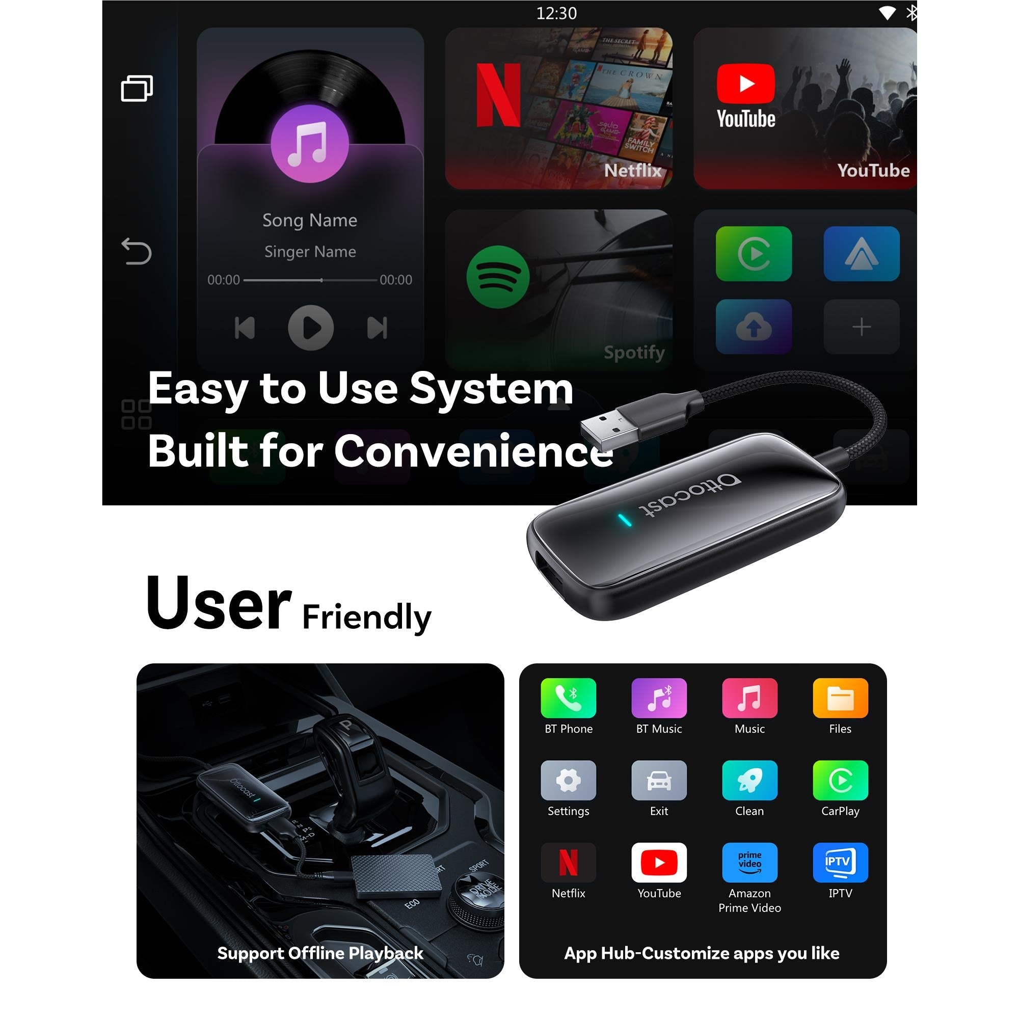 Wireless adapter box with USB connector and blue indicator status light