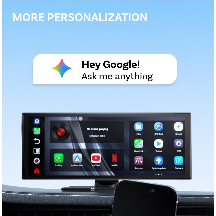Ottocast 11.4-inch smart car display showing app grid in car interior