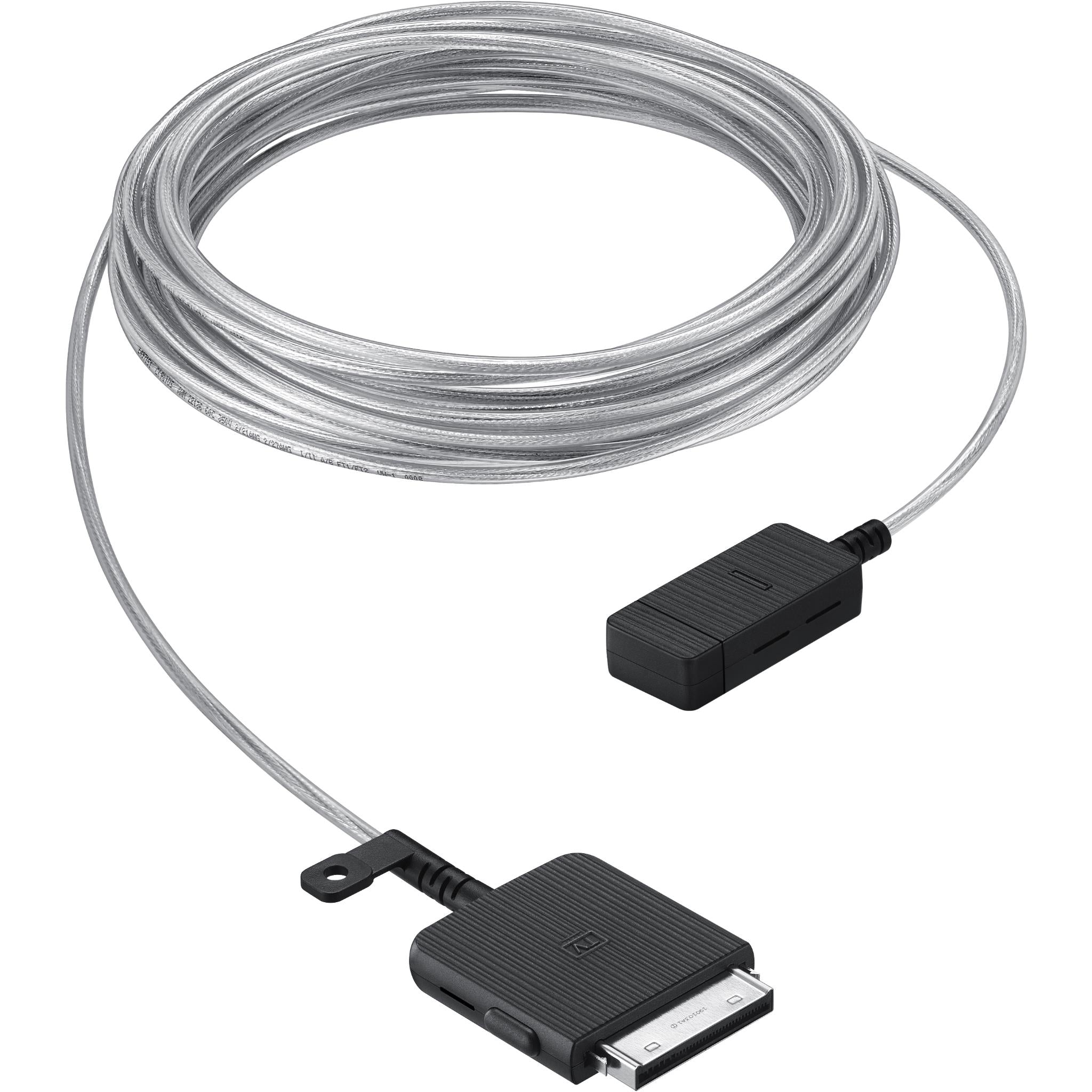 Samsung clear connection cable, transparent cord with black USB connector and adapter